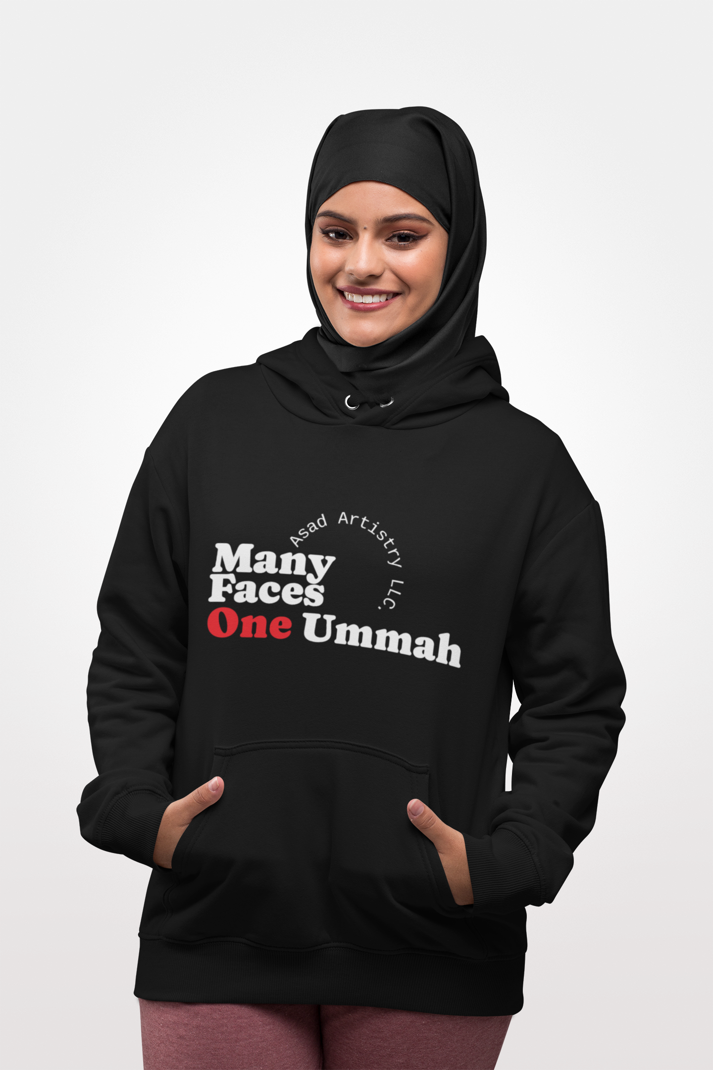 Unisex Heavy Blend Hoodie – "Many Faces, One Ummah"