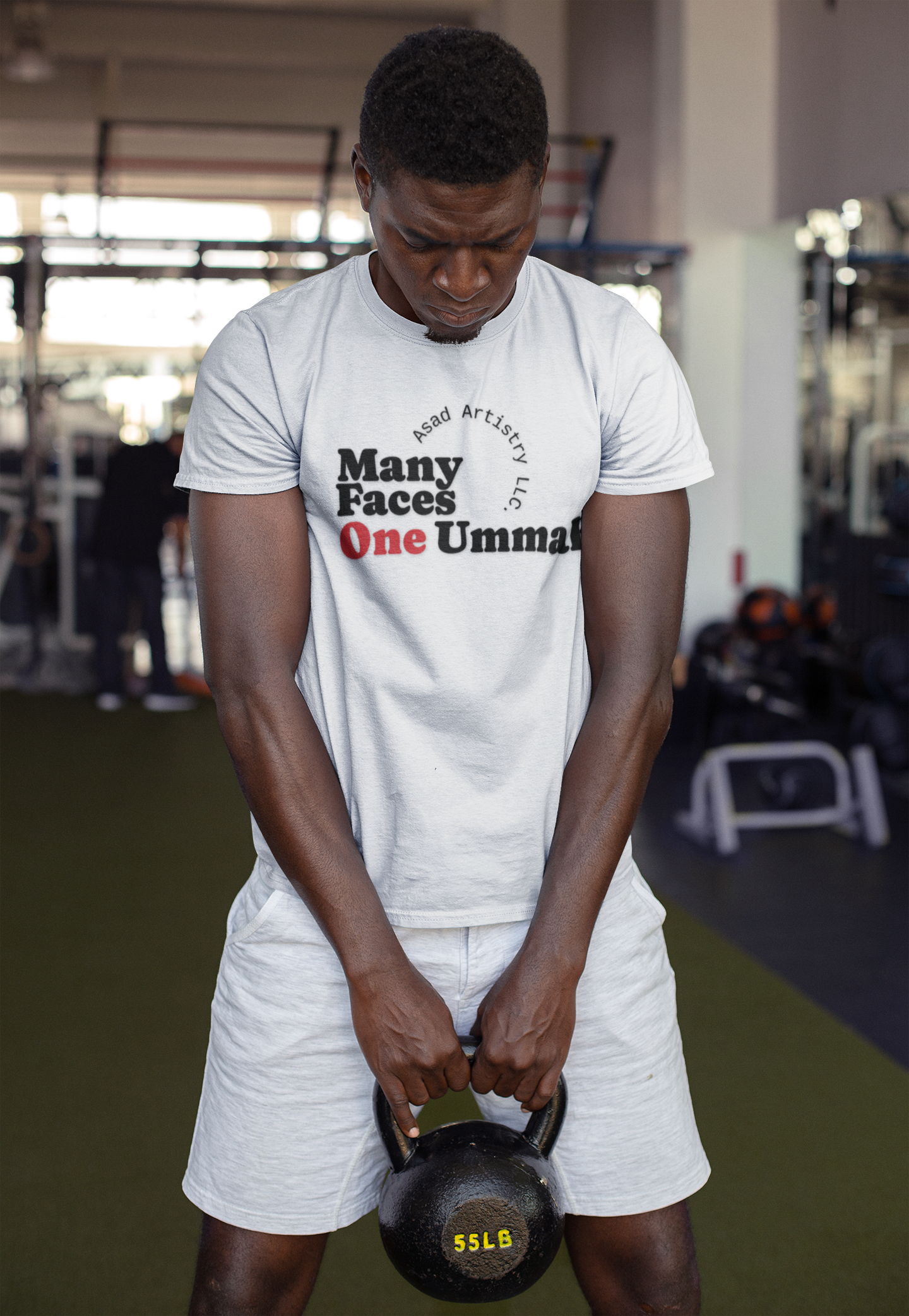 Moisture Wicking Tee with 'Many Faces One Ummah' Design