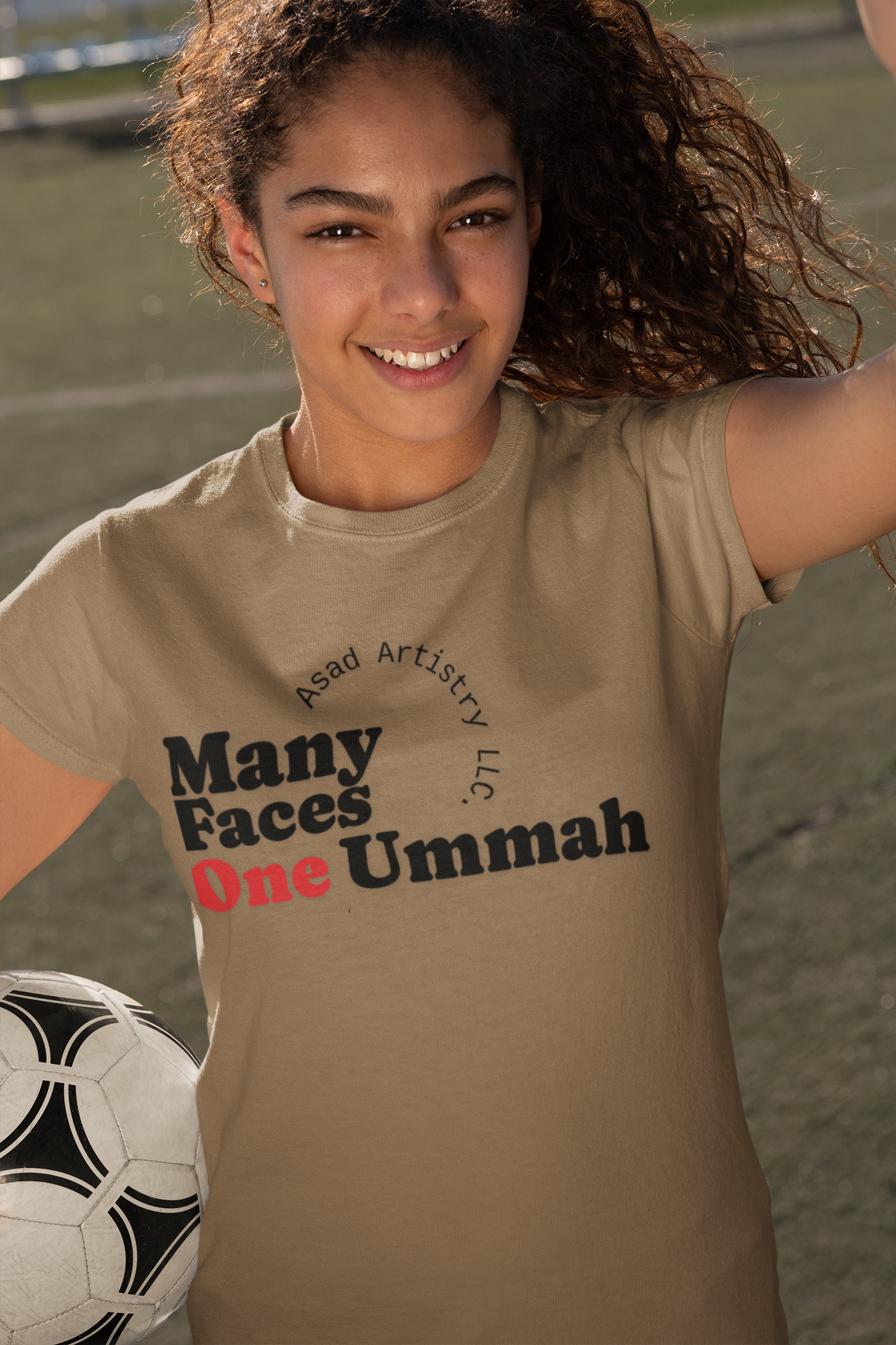 Moisture Wicking Tee with 'Many Faces One Ummah' Design