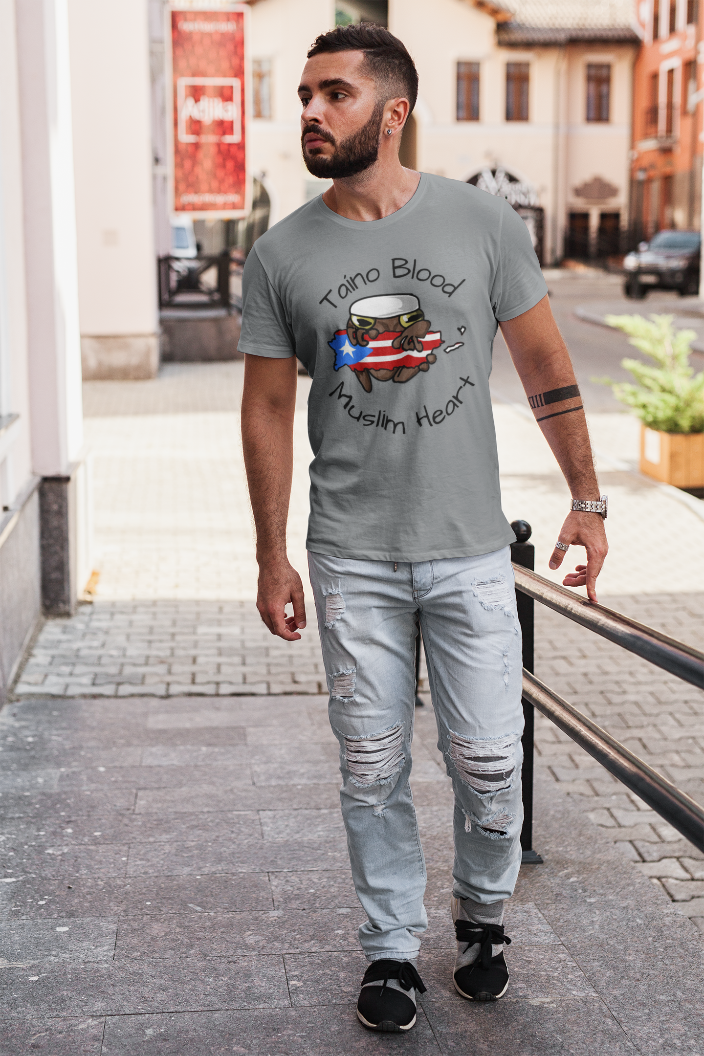 “Taíno Blood, Muslim Heart.”-Puerto Rican Muslim graphic Tee