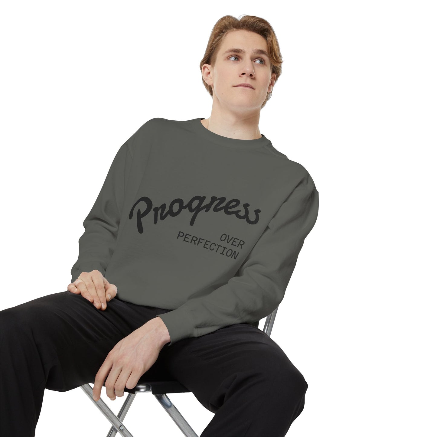 Unisex Inspirational Sweatshirt - Progress Over Perfection