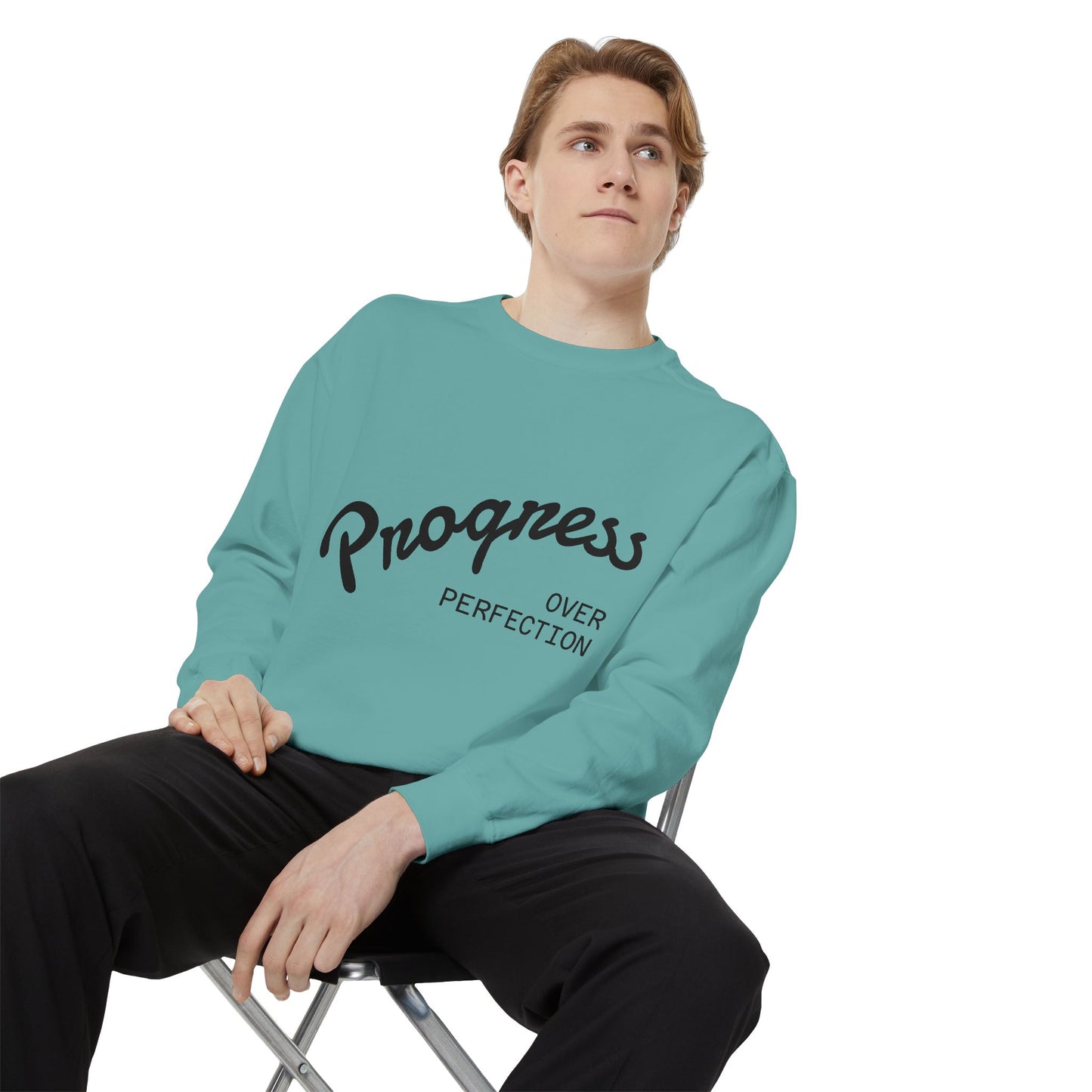 Unisex Inspirational Sweatshirt - Progress Over Perfection