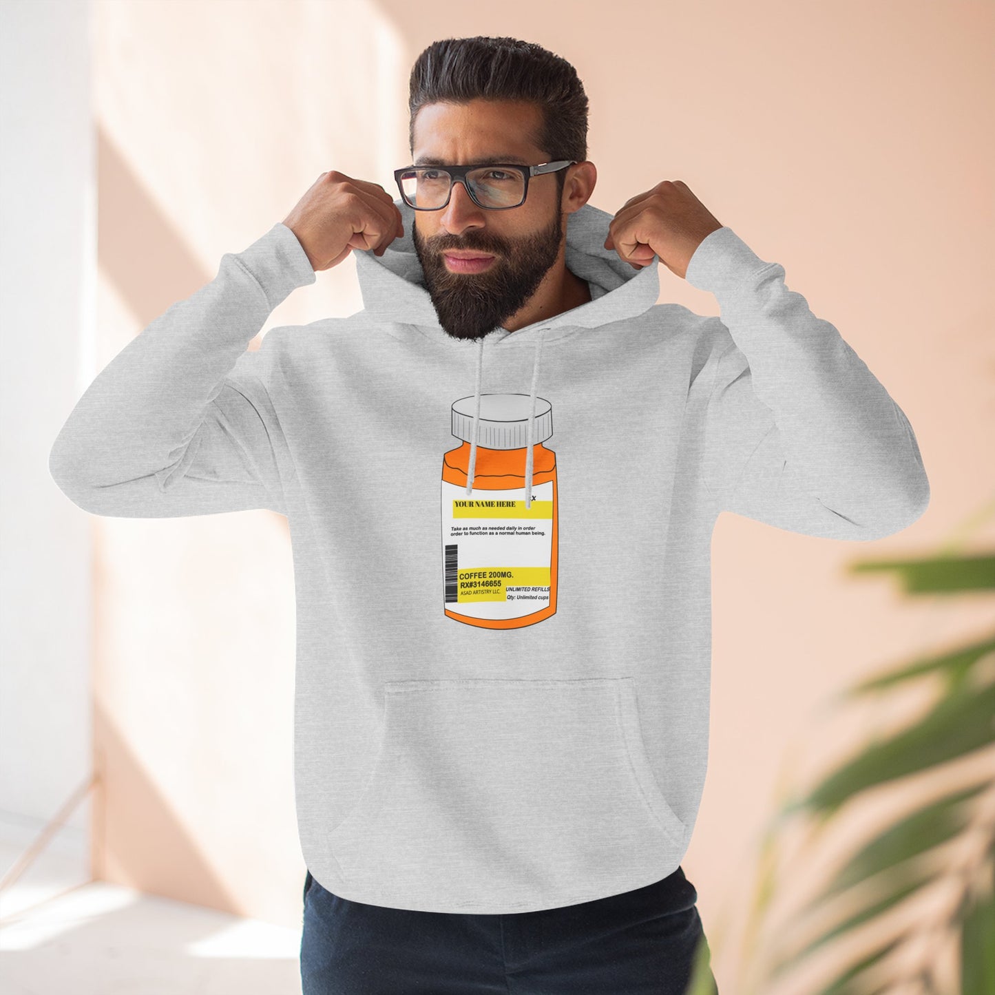 Customizable Prescription Bottle Hoodie - Cozy Medication Inspired Fleece Sweatshirt