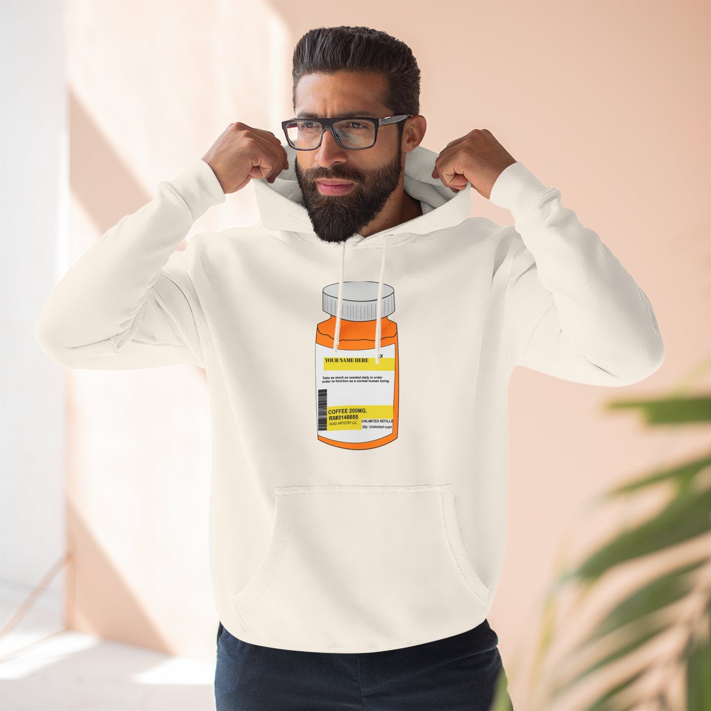 Customizable Prescription Bottle Hoodie - Cozy Medication Inspired Fleece Sweatshirt