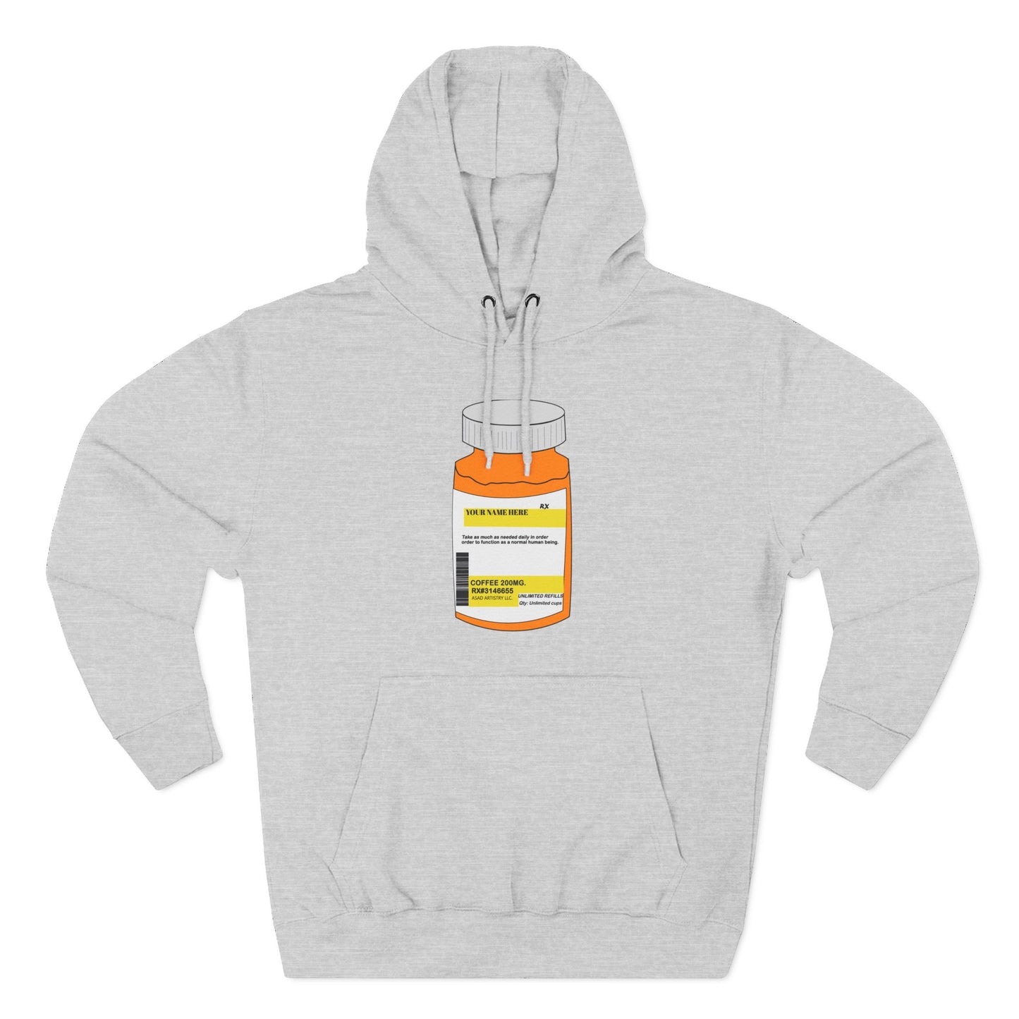 Customizable Prescription Bottle Hoodie - Cozy Medication Inspired Fleece Sweatshirt