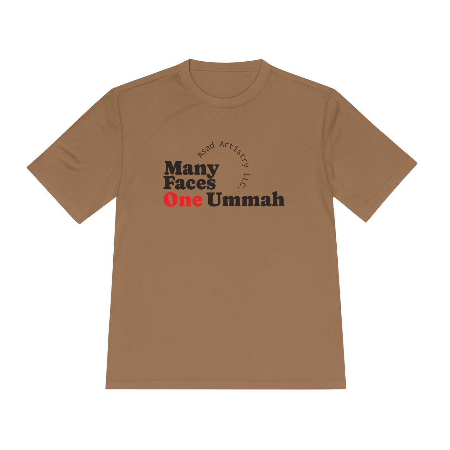 Moisture Wicking Tee with 'Many Faces One Ummah' Design
