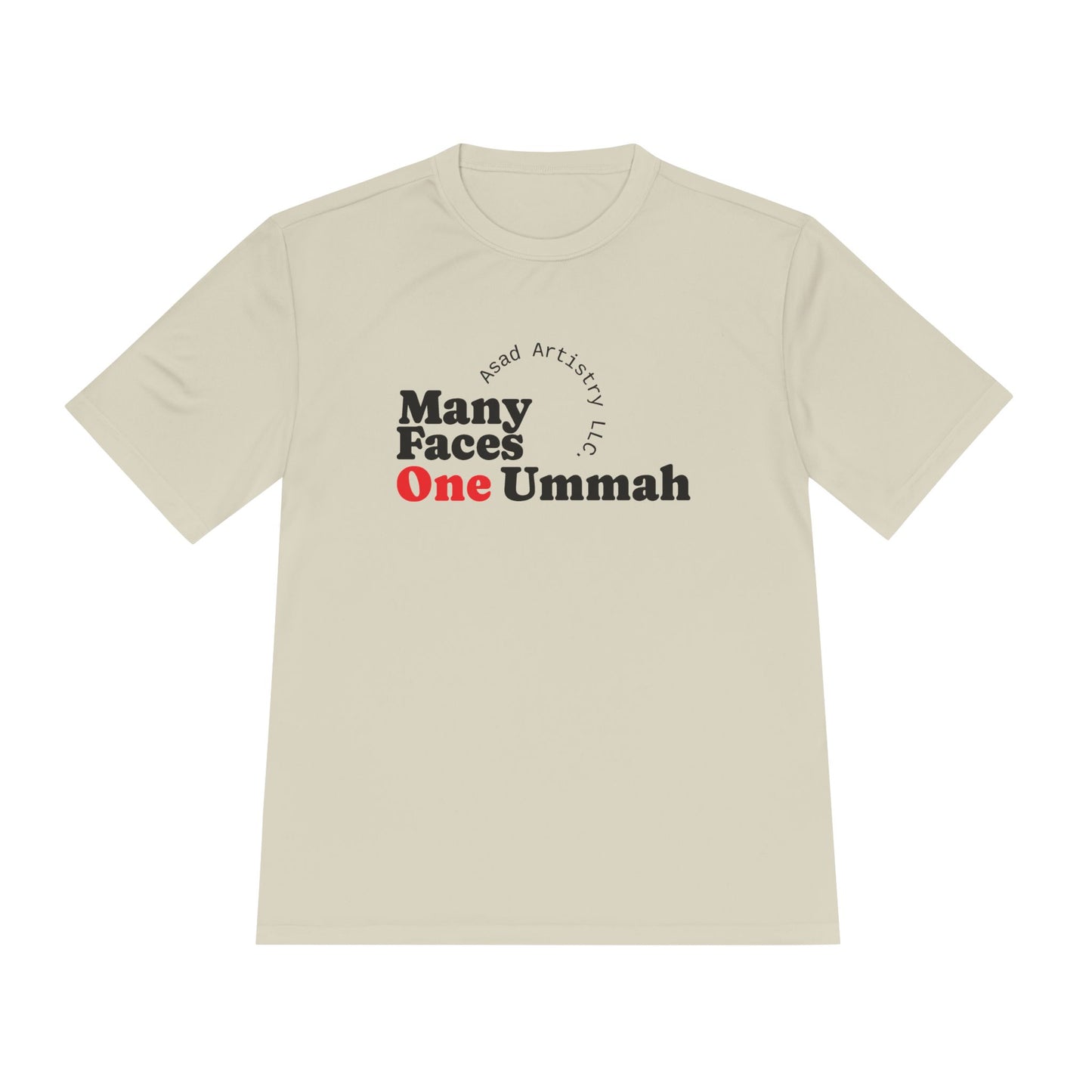 Moisture Wicking Tee with 'Many Faces One Ummah' Design