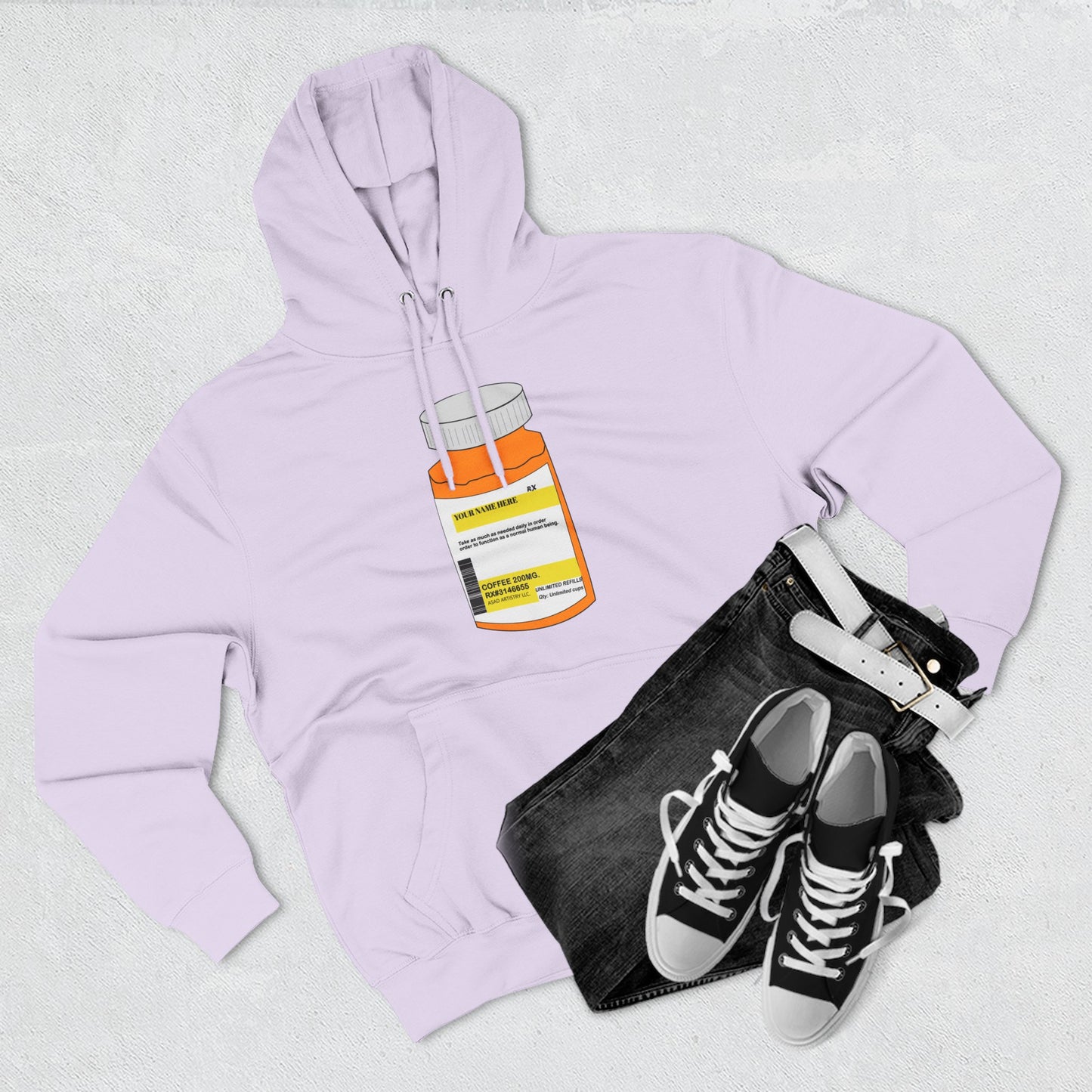 Customizable Prescription Bottle Hoodie - Cozy Medication Inspired Fleece Sweatshirt