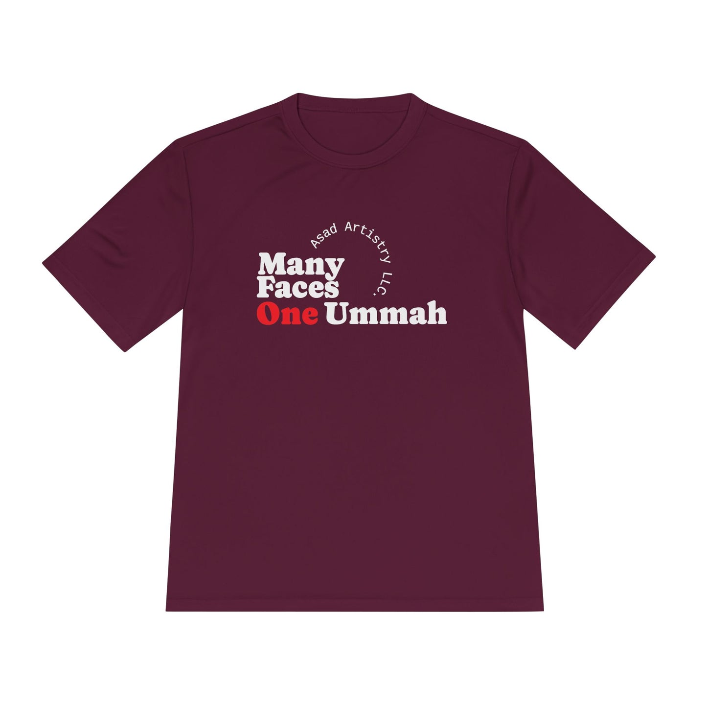 Moisture Wicking Tee with 'Many Faces One Ummah' Design