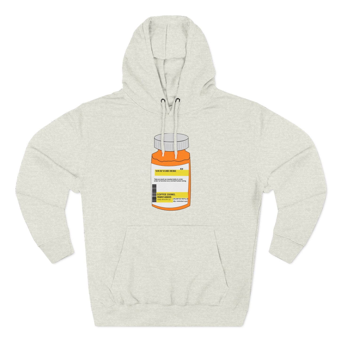 Customizable Prescription Bottle Hoodie - Cozy Medication Inspired Fleece Sweatshirt