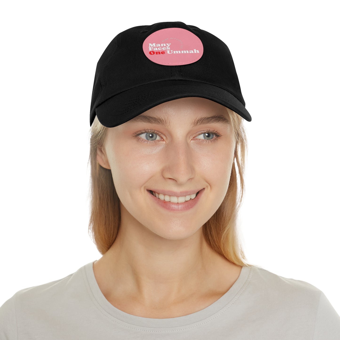 Hat with Leather Patch (Round)Many Faces, One Ummah Leather Patch Hat – Unity You Can Wear
