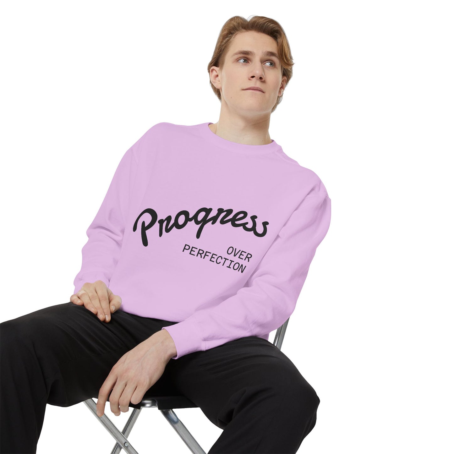 Unisex Inspirational Sweatshirt - Progress Over Perfection