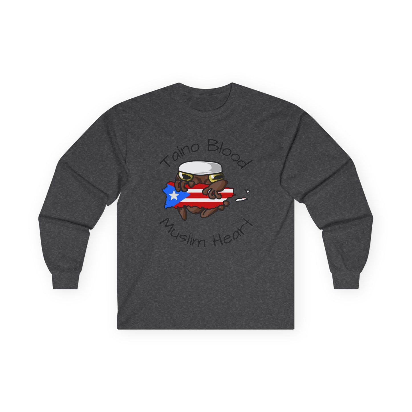 Taino Blood Muslim Heart Long Sleeve Tee — Puerto Rican & Muslim Pride Graphic Shirt
