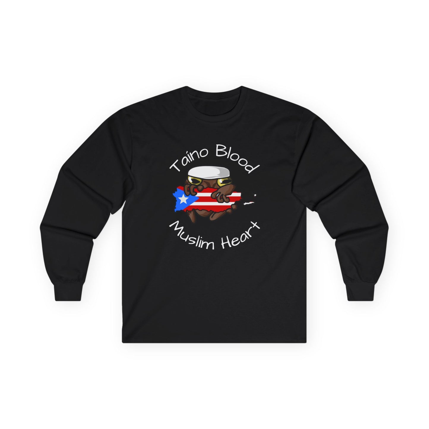 Taino Blood Muslim Heart Long Sleeve Tee — Puerto Rican & Muslim Pride Graphic Shirt