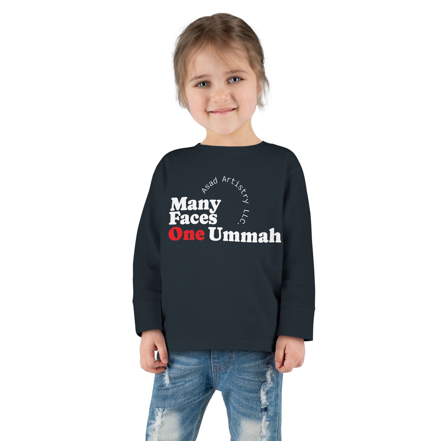 Many Faces One Ummah Toddler Long Sleeve Tee – For Little Hearts, Big Unity