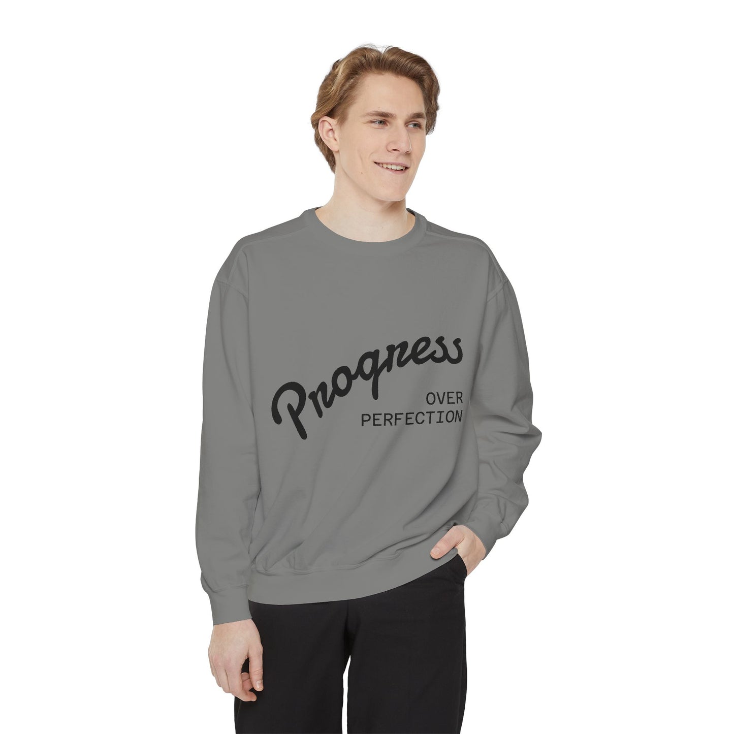 Unisex Inspirational Sweatshirt - Progress Over Perfection
