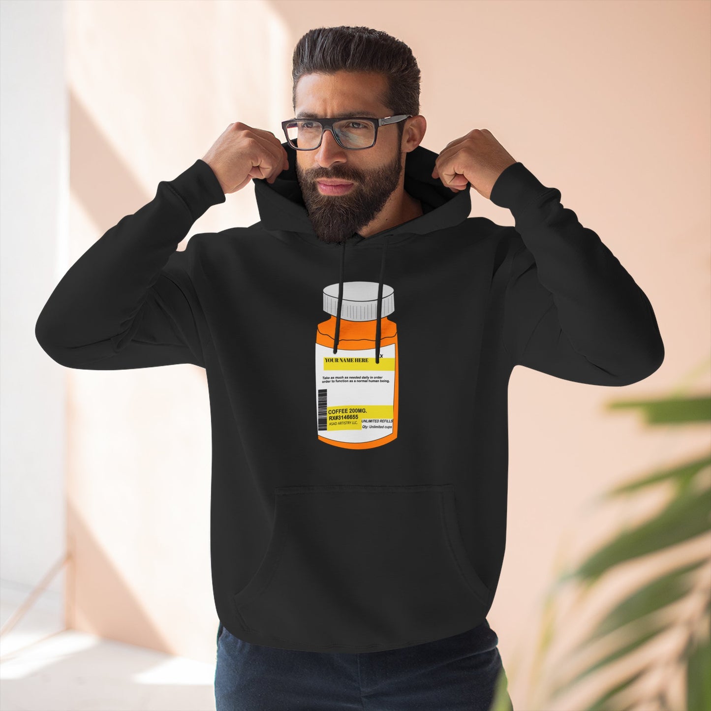 Customizable Prescription Bottle Hoodie - Cozy Medication Inspired Fleece Sweatshirt