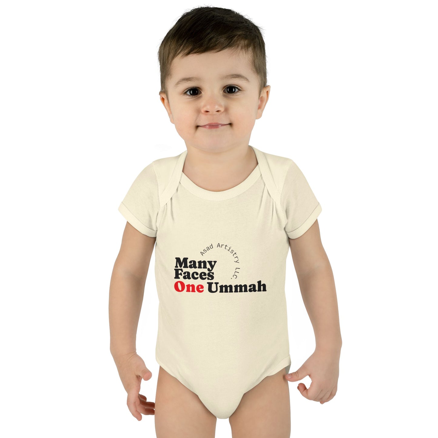 Many Faces One Ummah Infant Bodysuit – Softness, Simplicity, and Unity from Day One