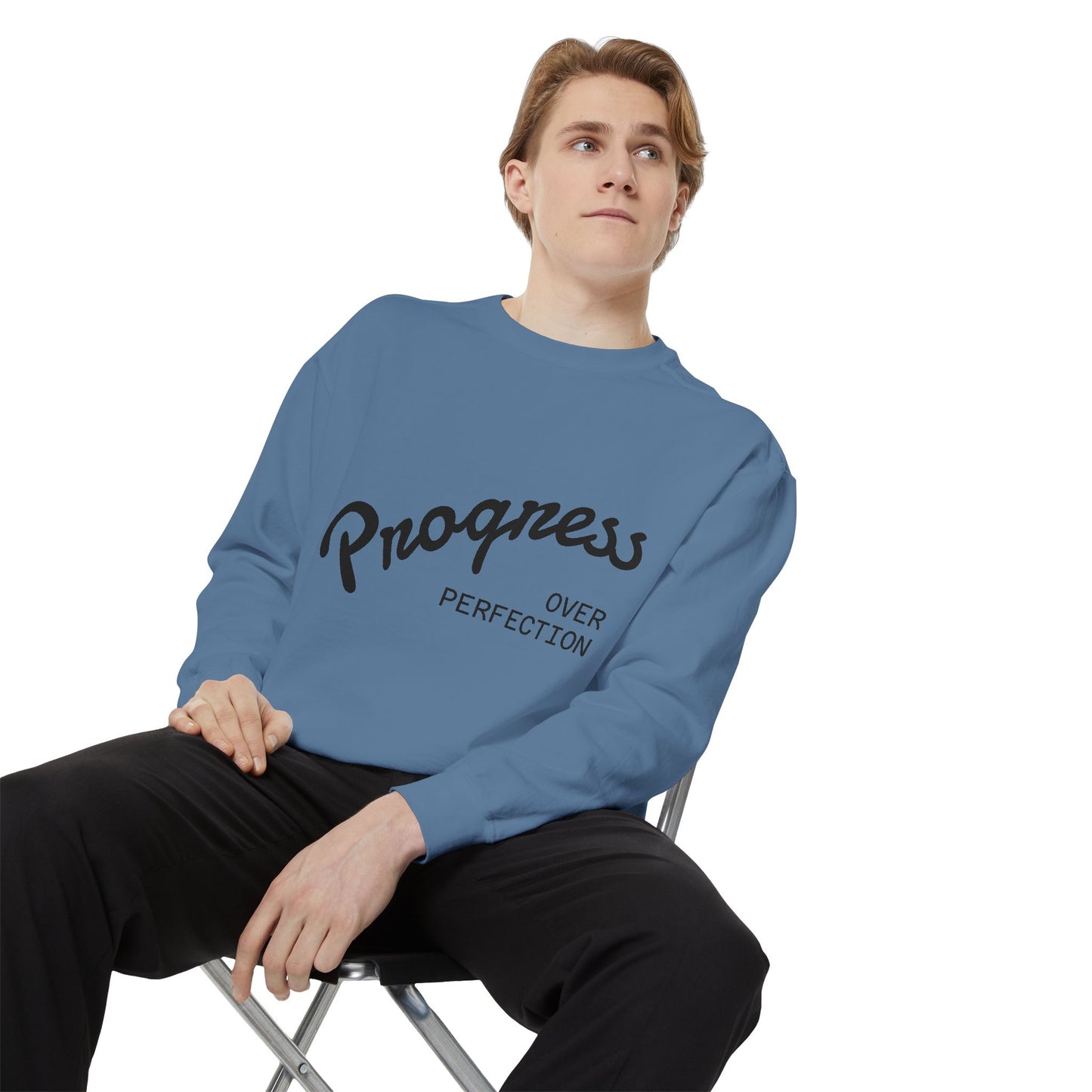Unisex Inspirational Sweatshirt - Progress Over Perfection