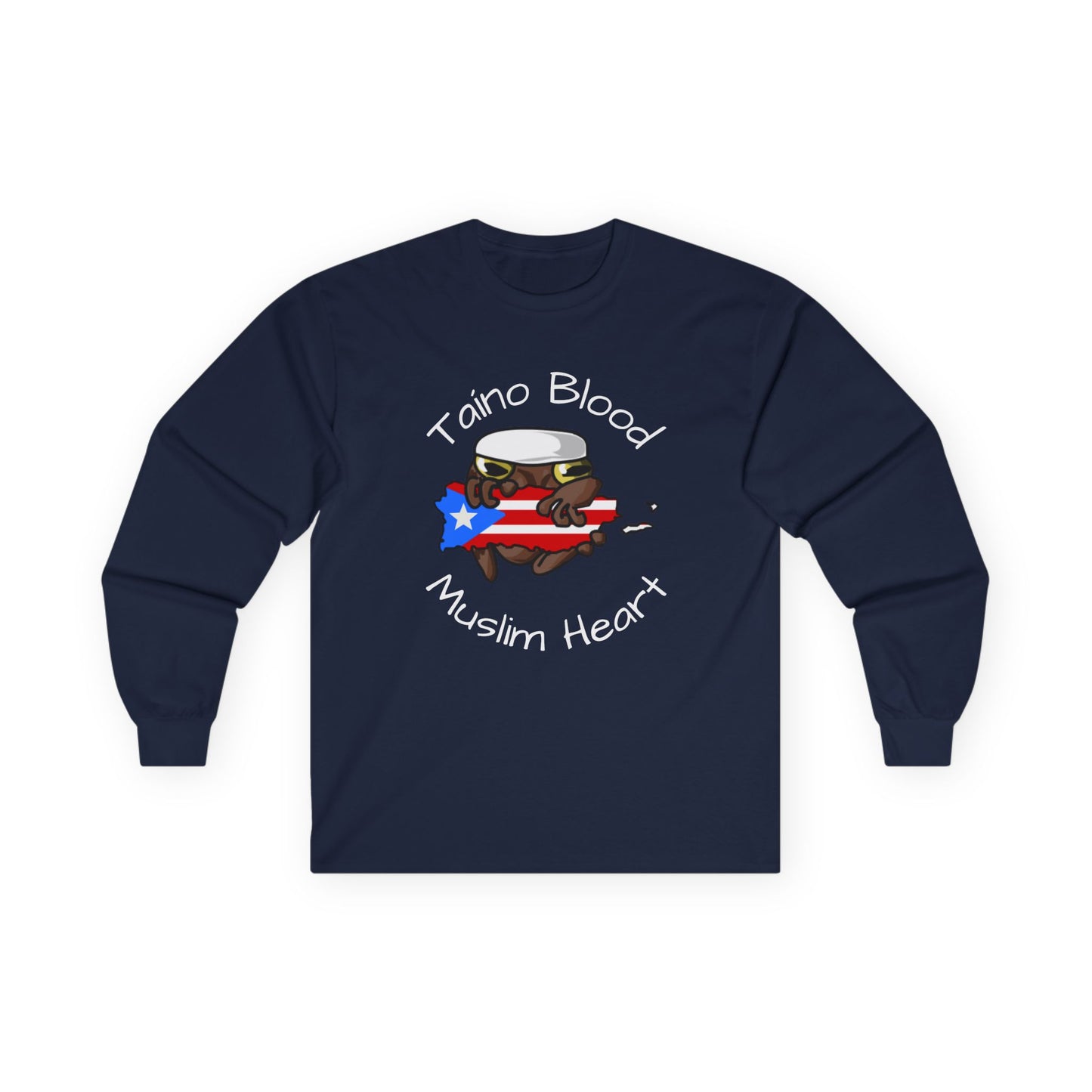 Taino Blood Muslim Heart Long Sleeve Tee — Puerto Rican & Muslim Pride Graphic Shirt