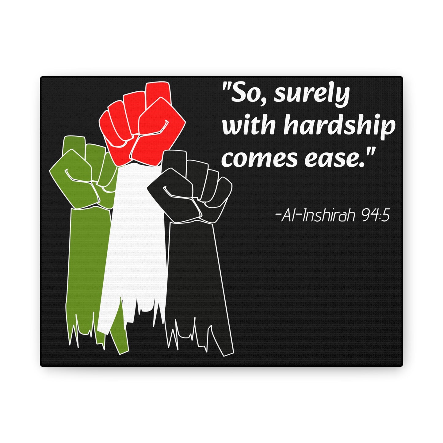 Free Palestine Wall Canvas – "With Hardship Comes Ease"