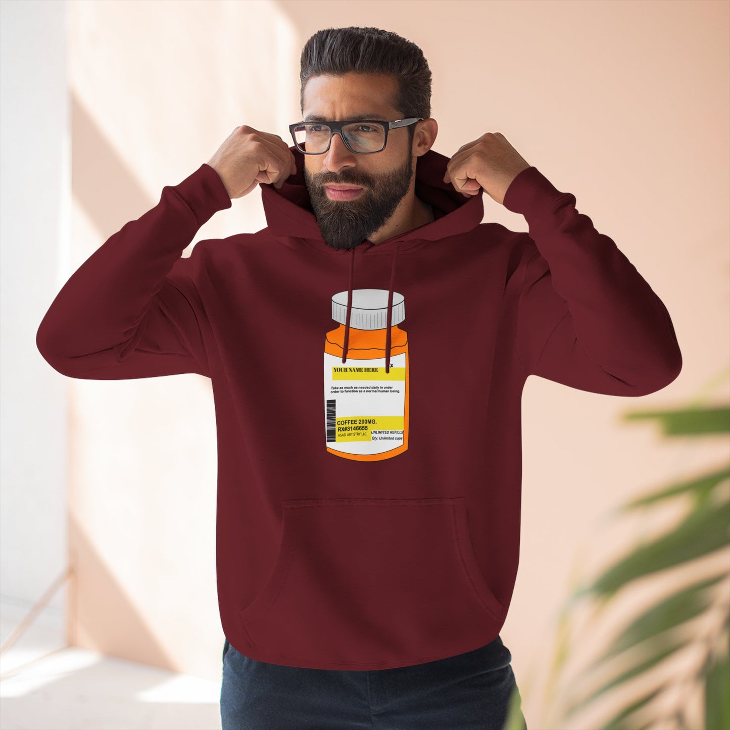 Customizable Prescription Bottle Hoodie - Cozy Medication Inspired Fleece Sweatshirt