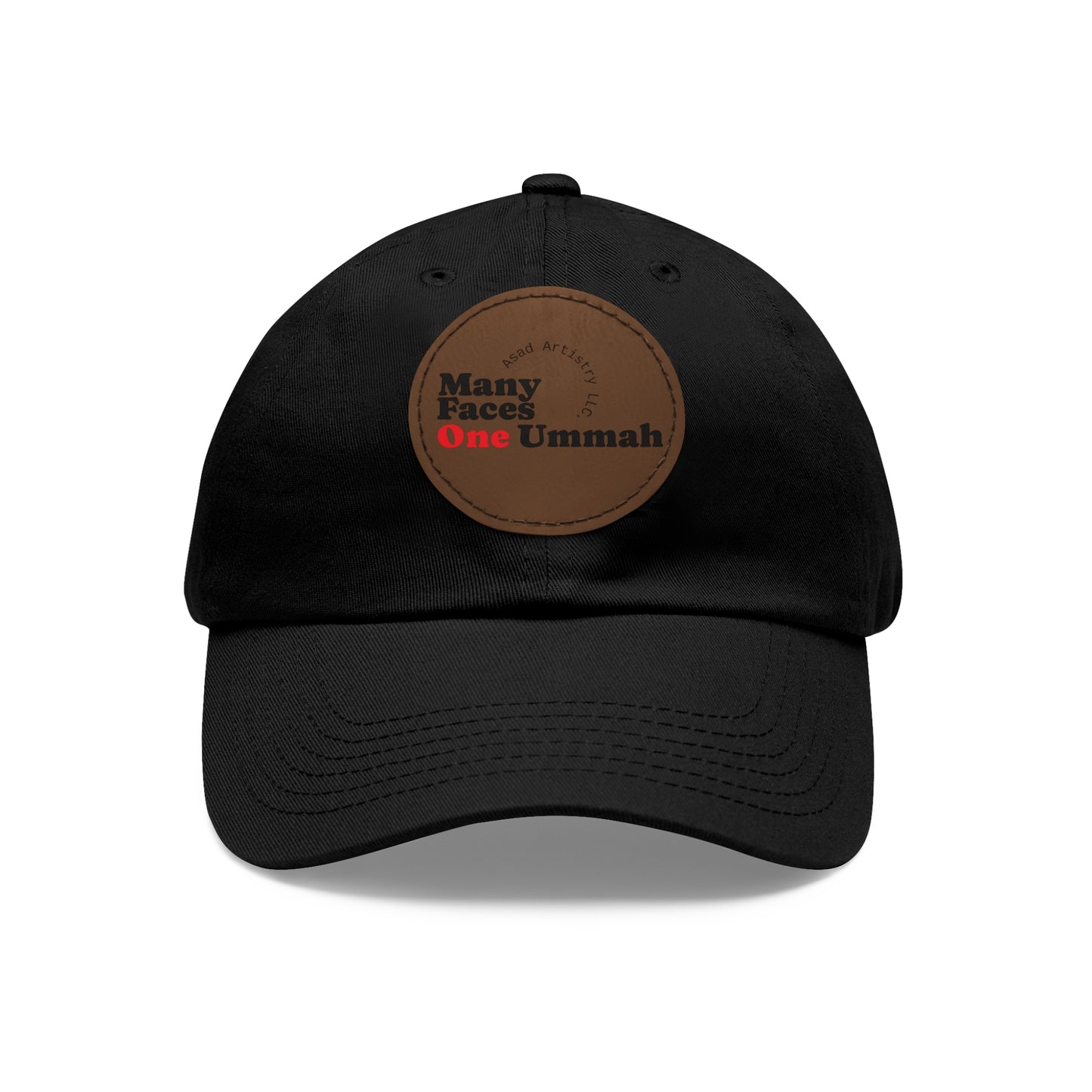 Hat with Leather Patch (Round)Many Faces, One Ummah Leather Patch Hat – Unity You Can Wear