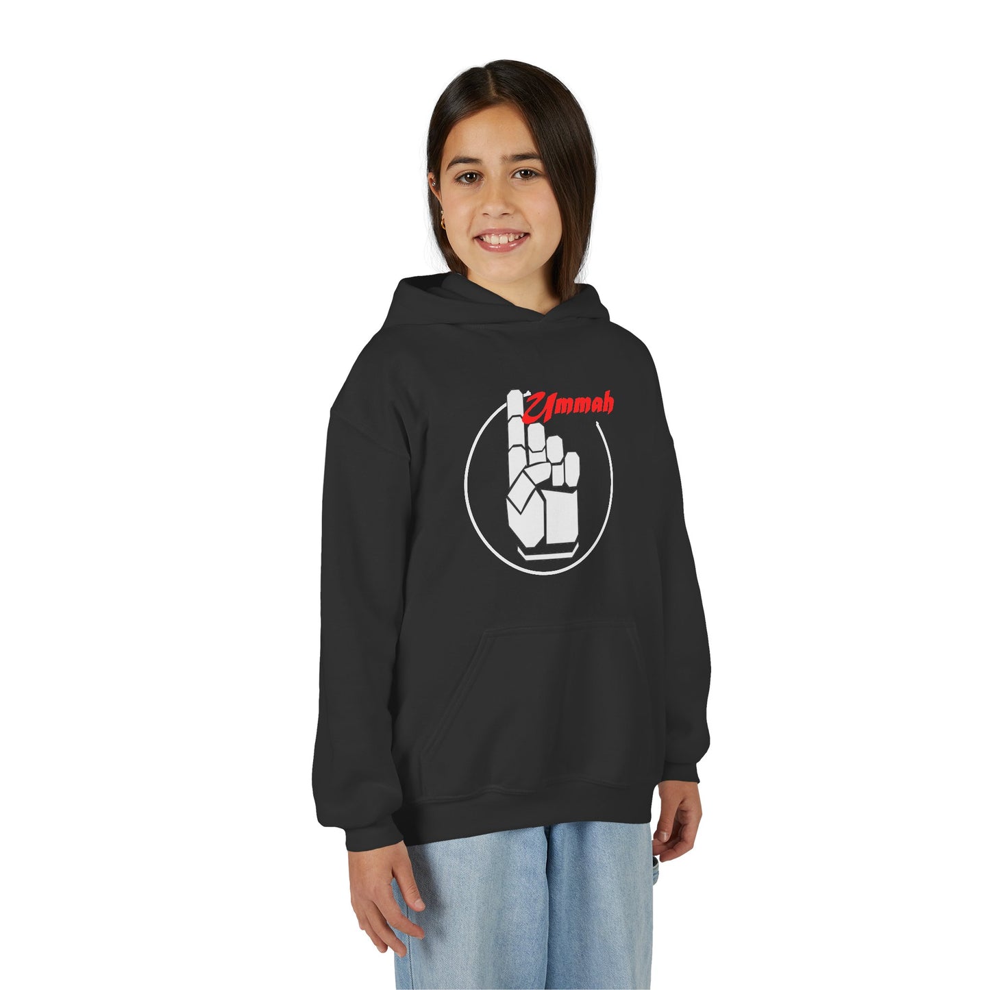 Youth Hooded Sweatshirt with 'Ummah' Graphic - Cozy & Stylish for All Occasions