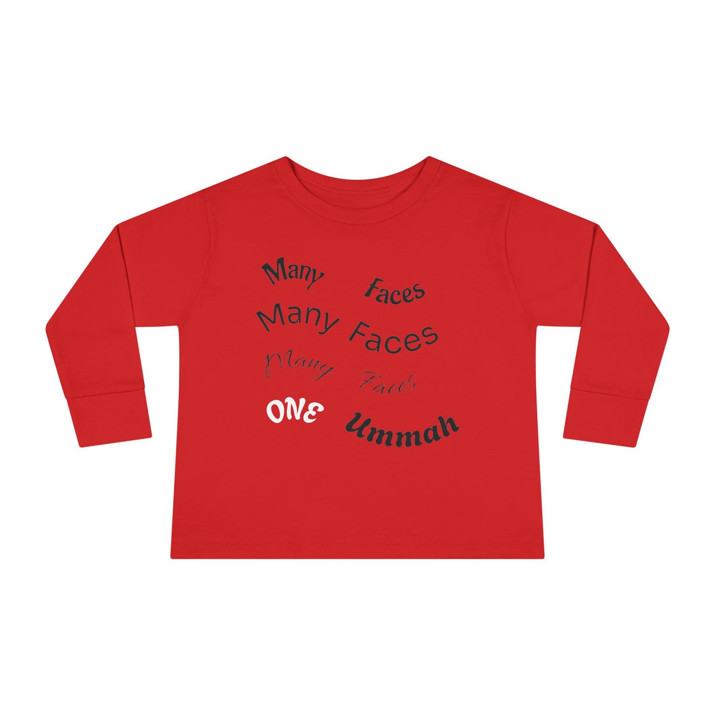 Many Faces One Ummah Toddler Long Sleeve Tee – Joyful Style, Meaningful Message