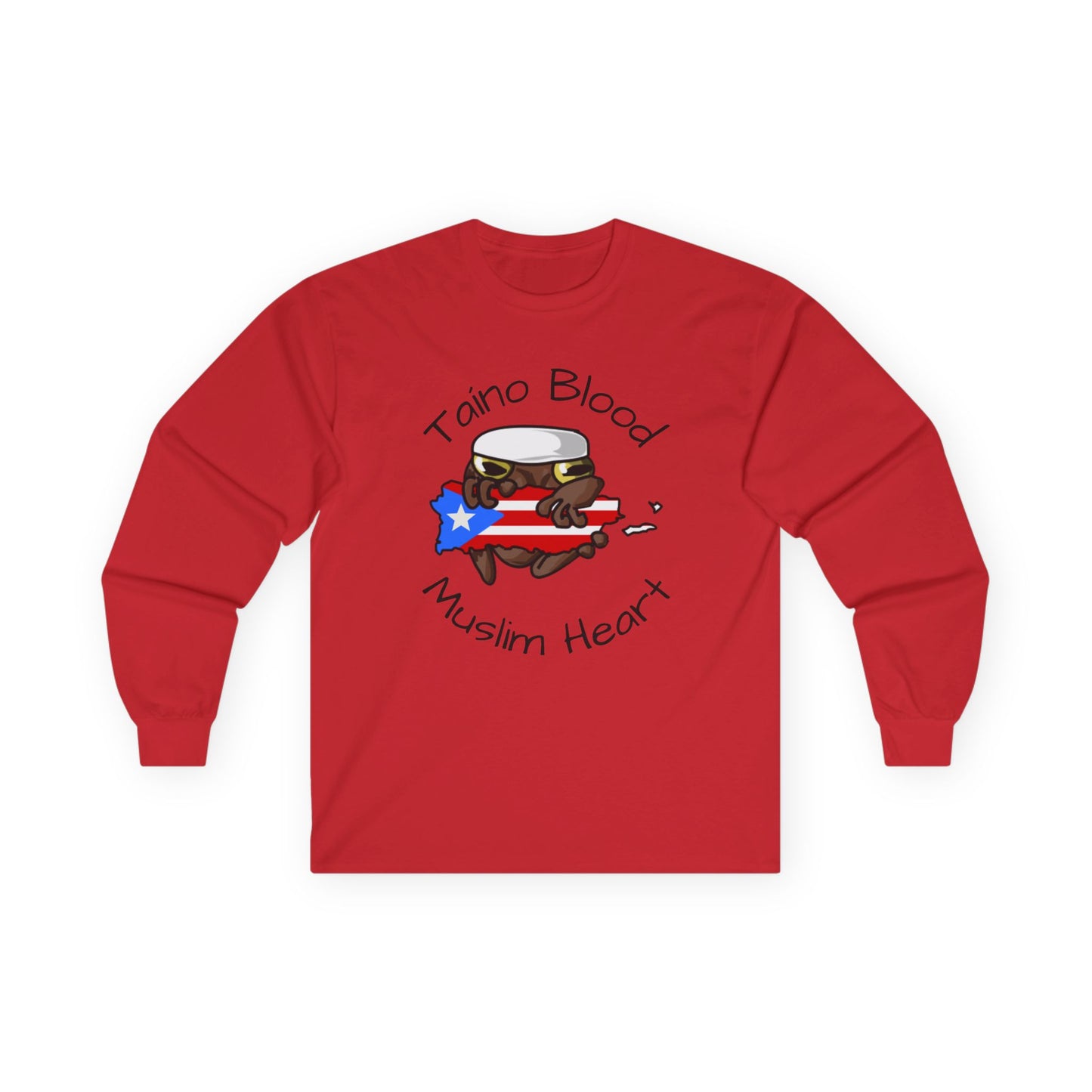 Taino Blood Muslim Heart Long Sleeve Tee — Puerto Rican & Muslim Pride Graphic Shirt