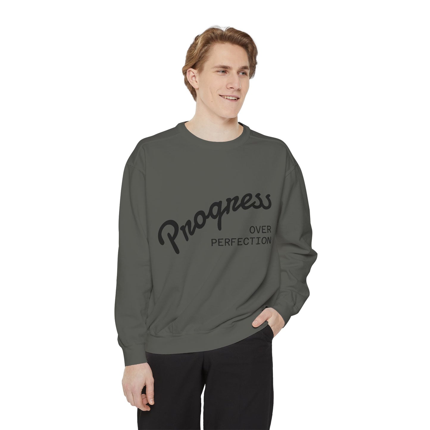Unisex Inspirational Sweatshirt - Progress Over Perfection