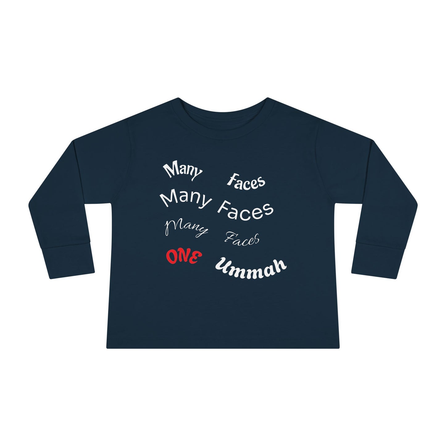 Many Faces One Ummah Toddler Long Sleeve Tee – Joyful Style, Meaningful Message
