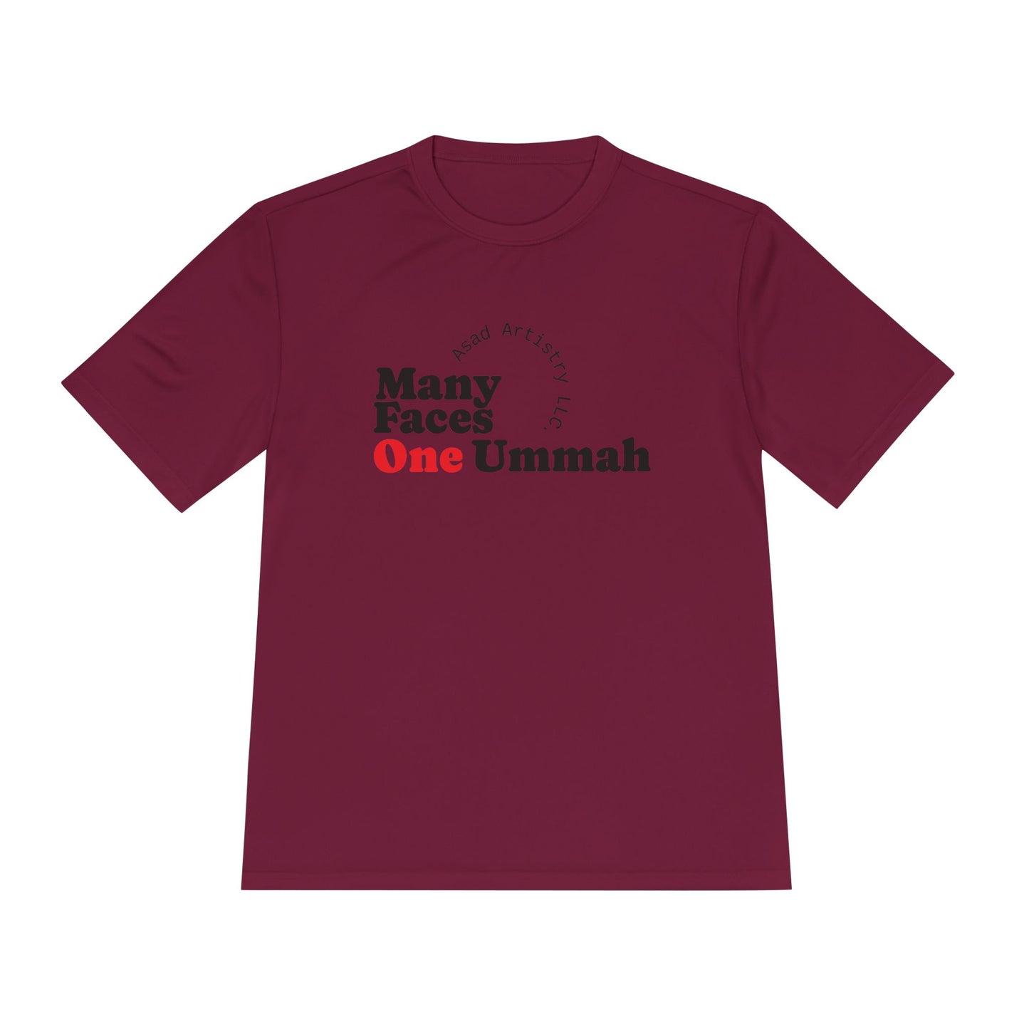 Moisture Wicking Tee with 'Many Faces One Ummah' Design