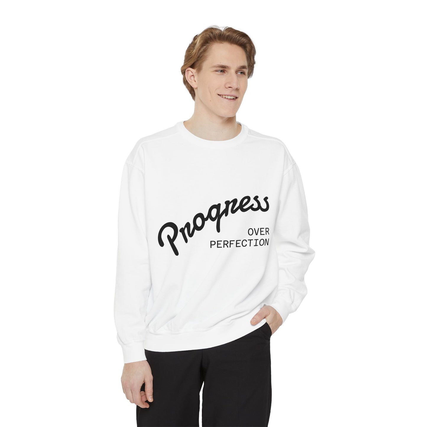 Unisex Inspirational Sweatshirt - Progress Over Perfection