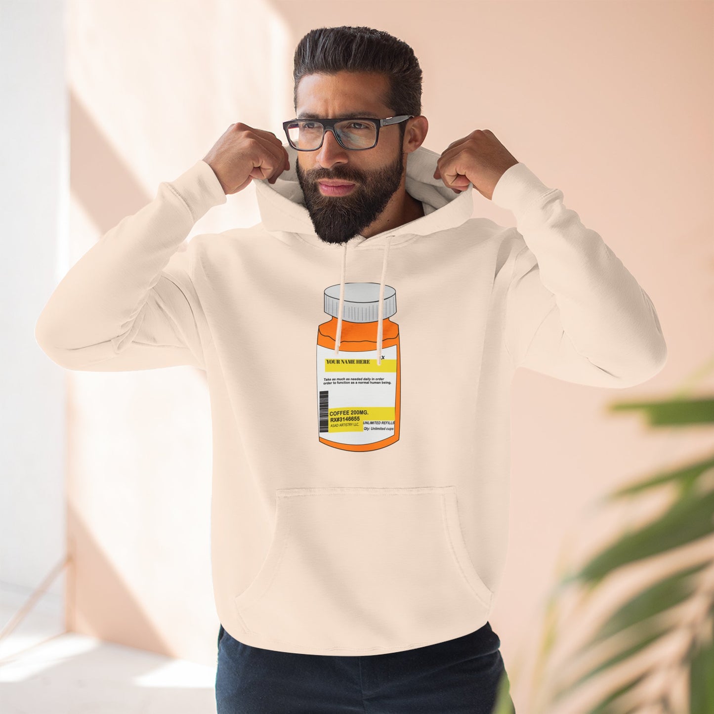 Customizable Prescription Bottle Hoodie - Cozy Medication Inspired Fleece Sweatshirt