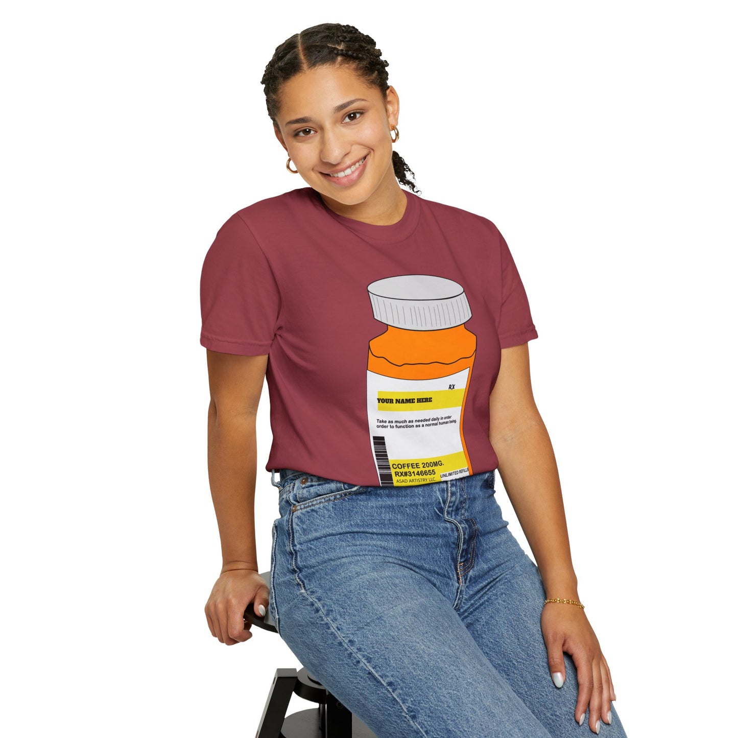 Customizable Prescription Coffee Garment-Dyed T-Shirt – Your Name, Your Statement