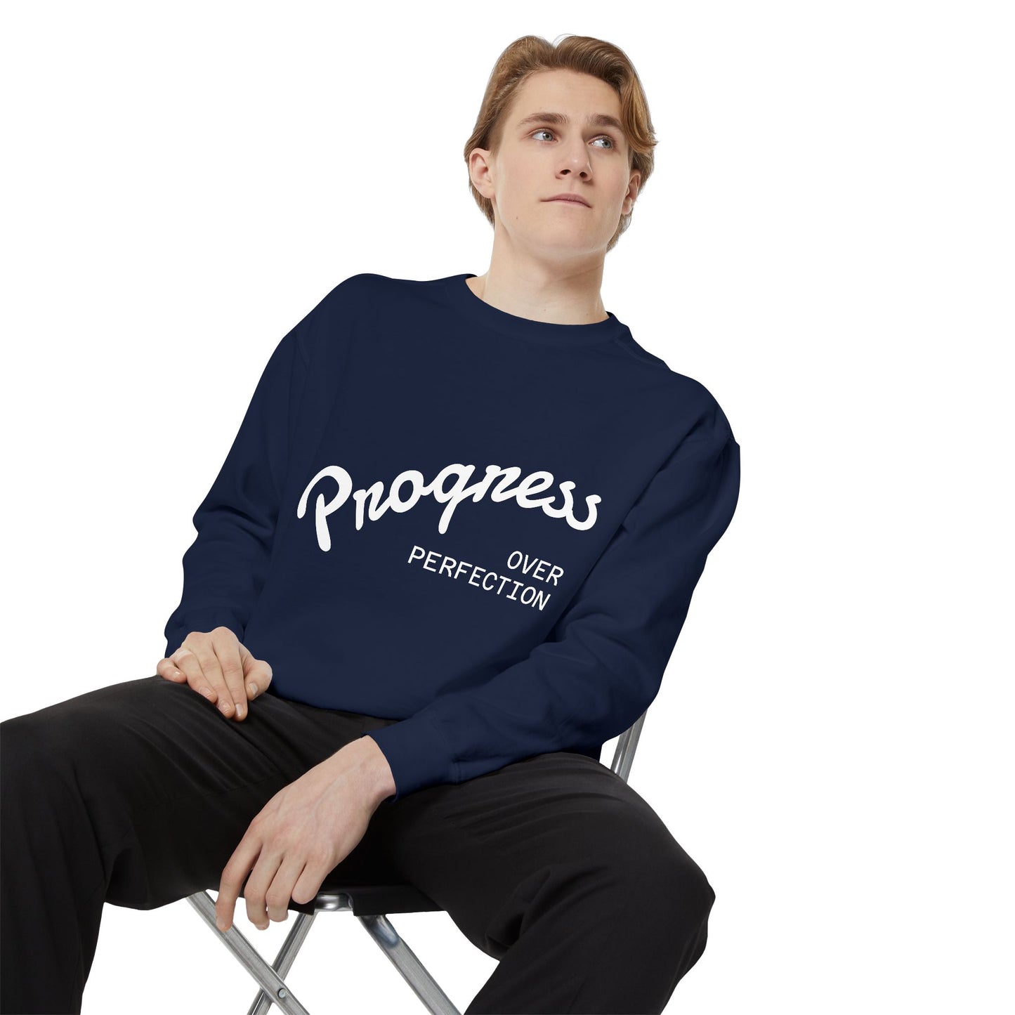 Unisex Inspirational Sweatshirt - Progress Over Perfection