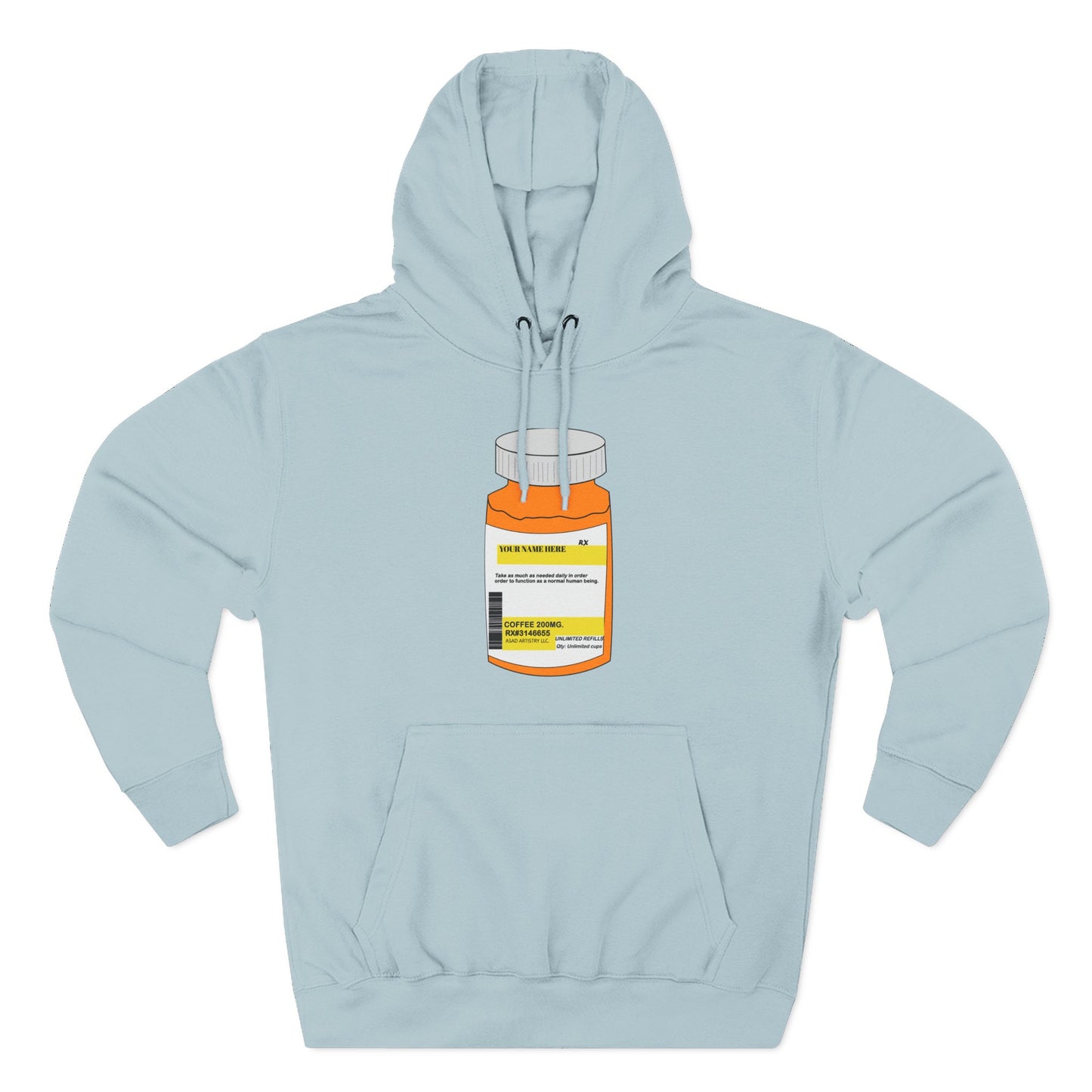 Customizable Prescription Bottle Hoodie - Cozy Medication Inspired Fleece Sweatshirt