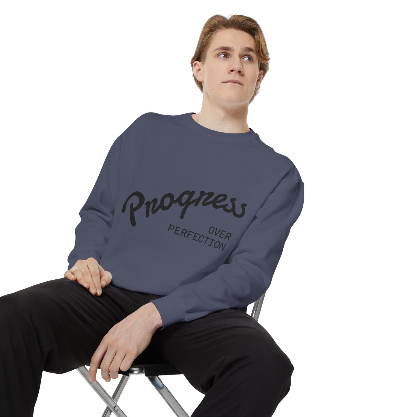 Unisex Inspirational Sweatshirt - Progress Over Perfection