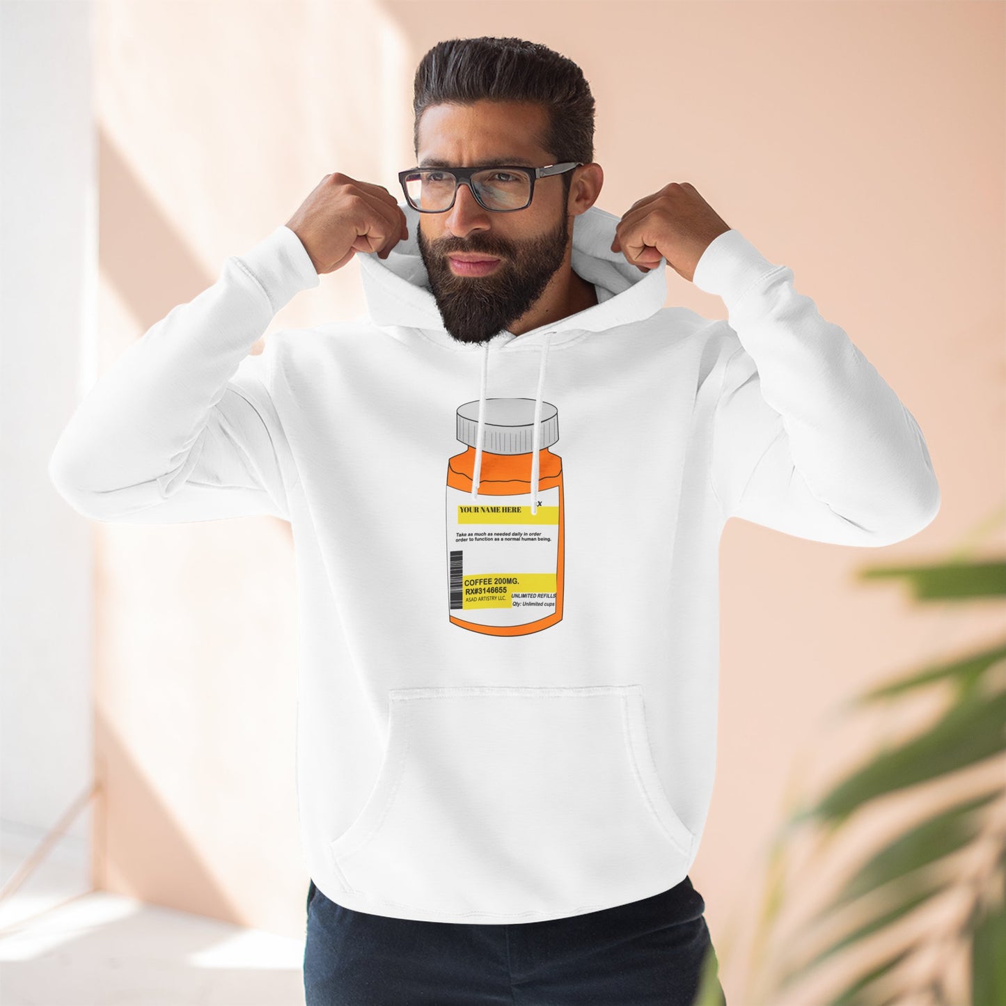 Customizable Prescription Bottle Hoodie - Cozy Medication Inspired Fleece Sweatshirt