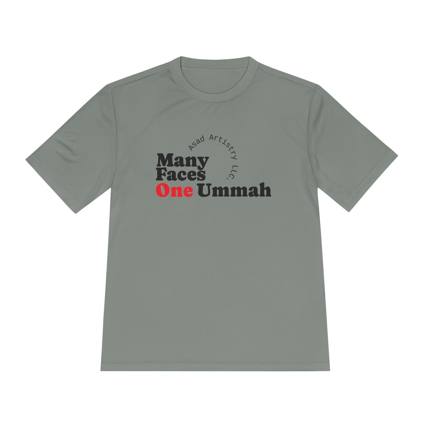Moisture Wicking Tee with 'Many Faces One Ummah' Design
