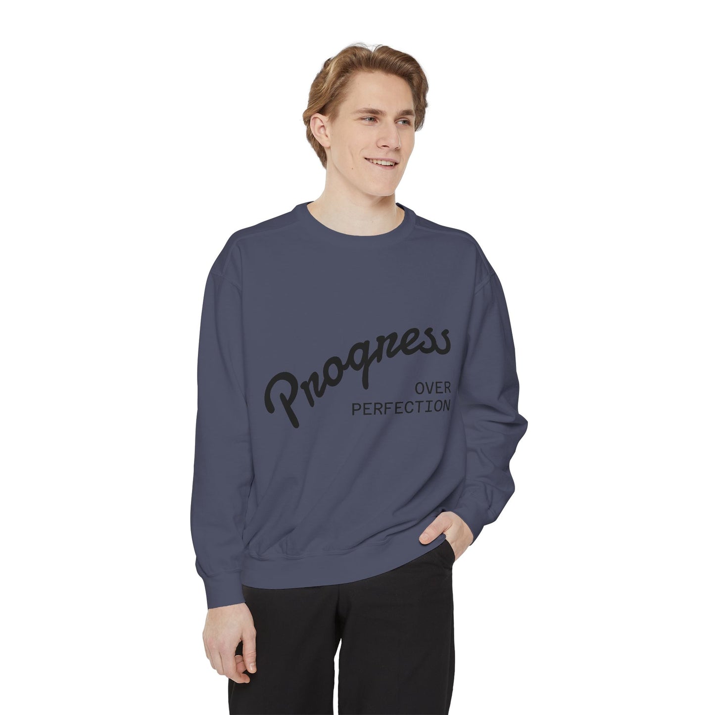 Unisex Inspirational Sweatshirt - Progress Over Perfection
