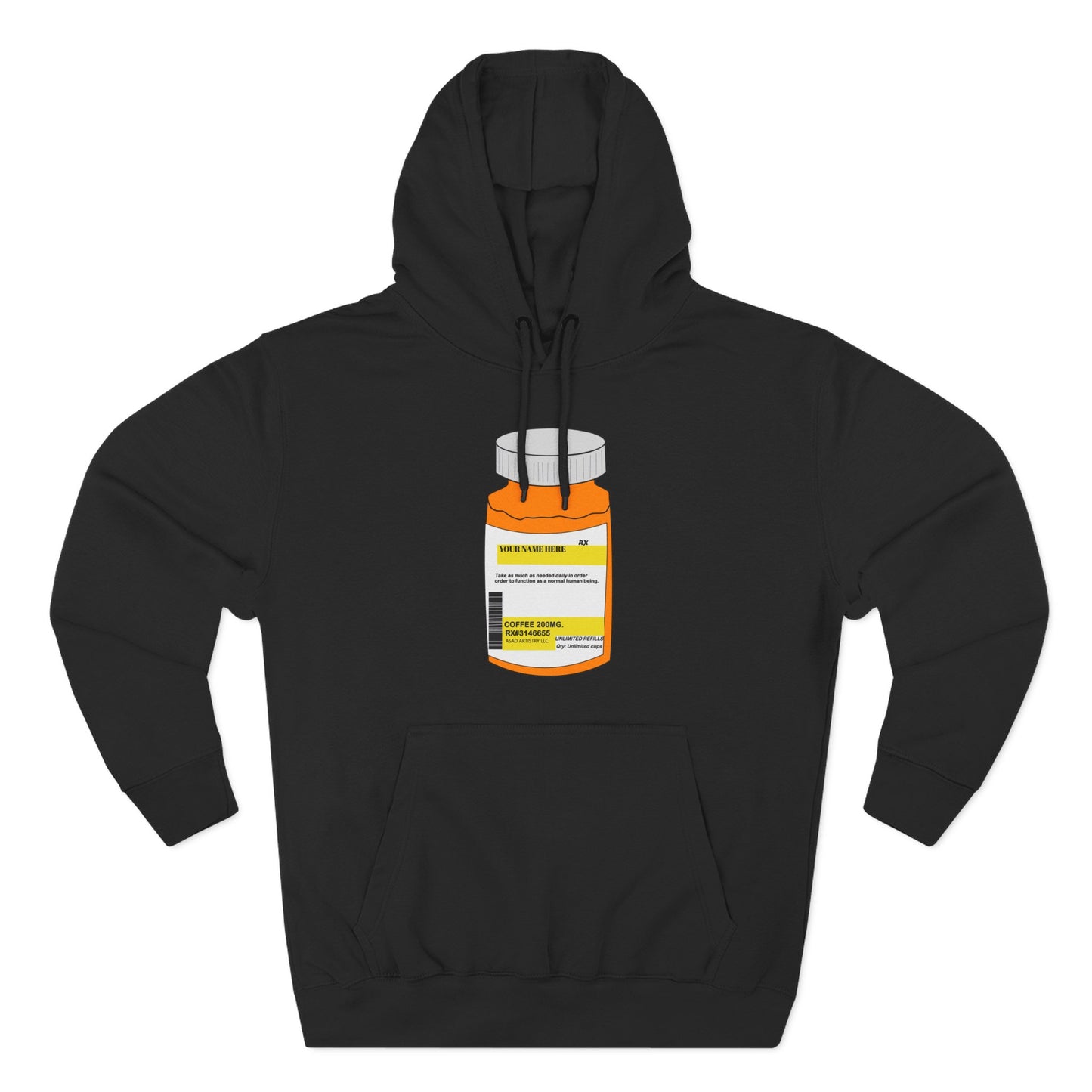 Customizable Prescription Bottle Hoodie - Cozy Medication Inspired Fleece Sweatshirt