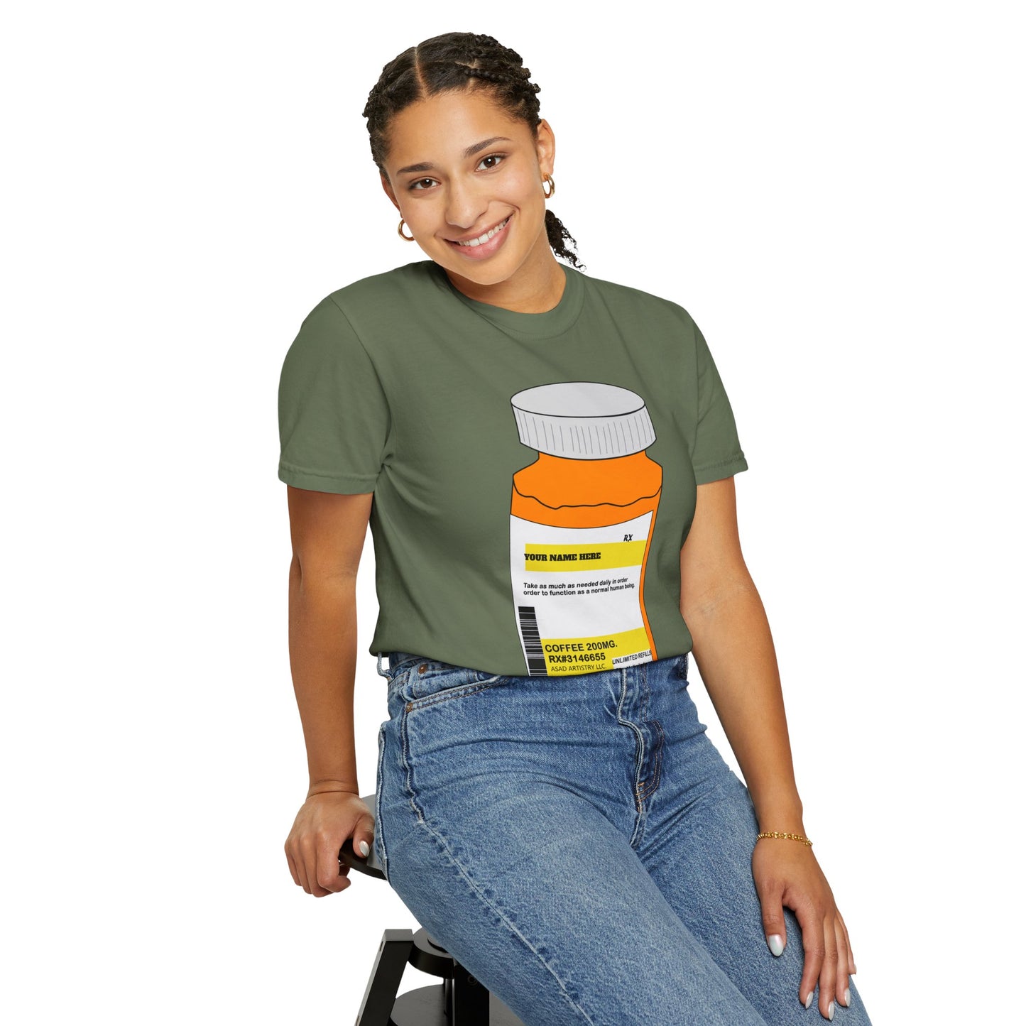 Customizable Prescription Coffee Garment-Dyed T-Shirt – Your Name, Your Statement