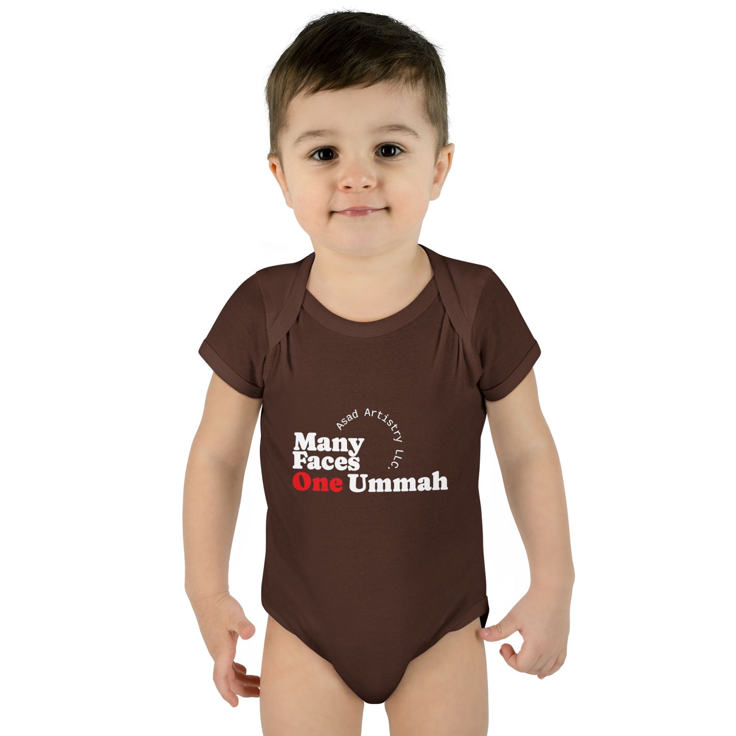 Many Faces One Ummah Infant Bodysuit – Softness, Simplicity, and Unity from Day One