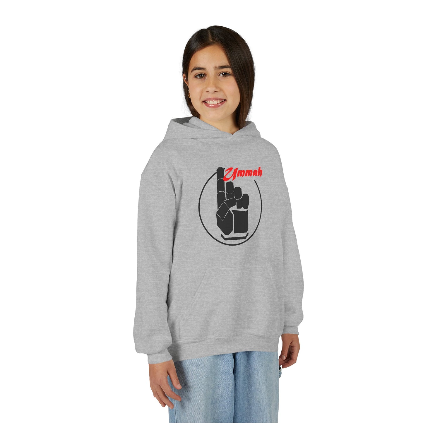 Youth Hooded Sweatshirt with 'Ummah' Graphic - Cozy & Stylish for All Occasions