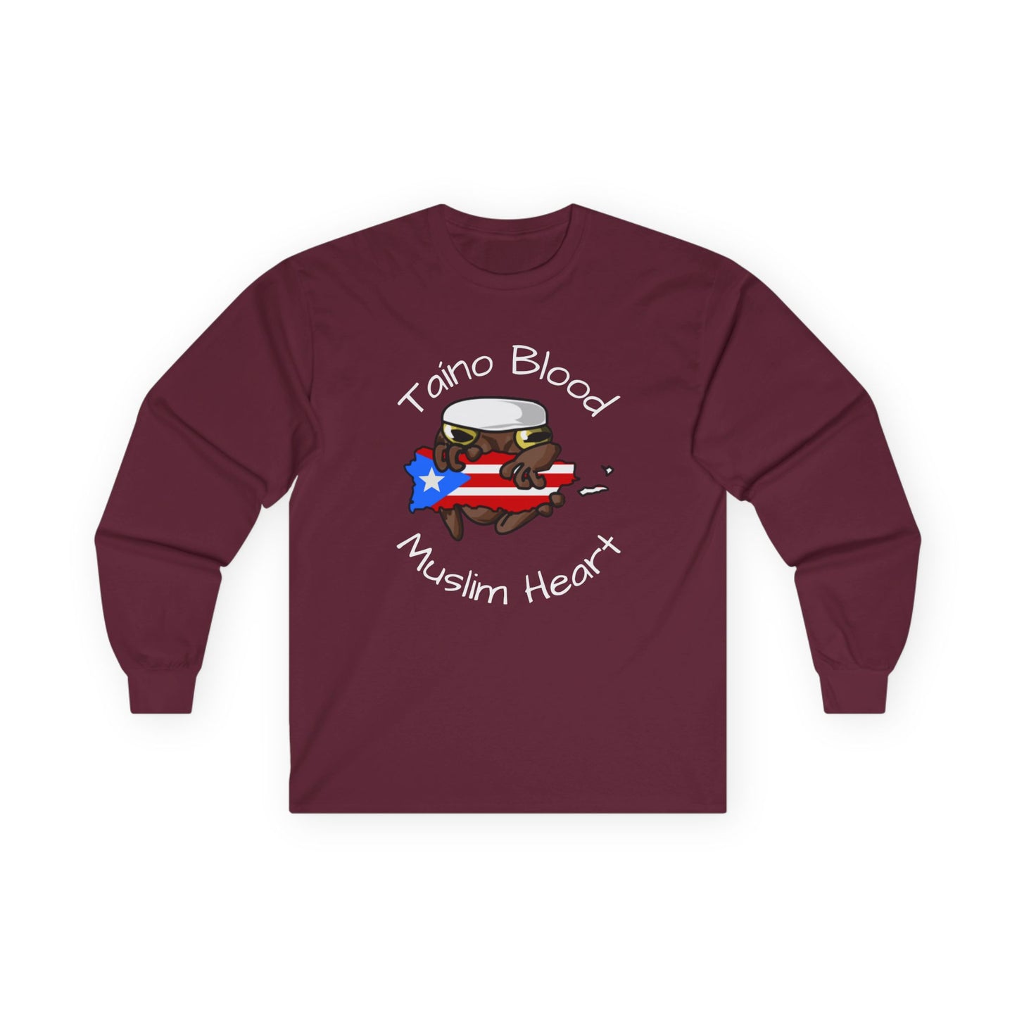 Taino Blood Muslim Heart Long Sleeve Tee — Puerto Rican & Muslim Pride Graphic Shirt