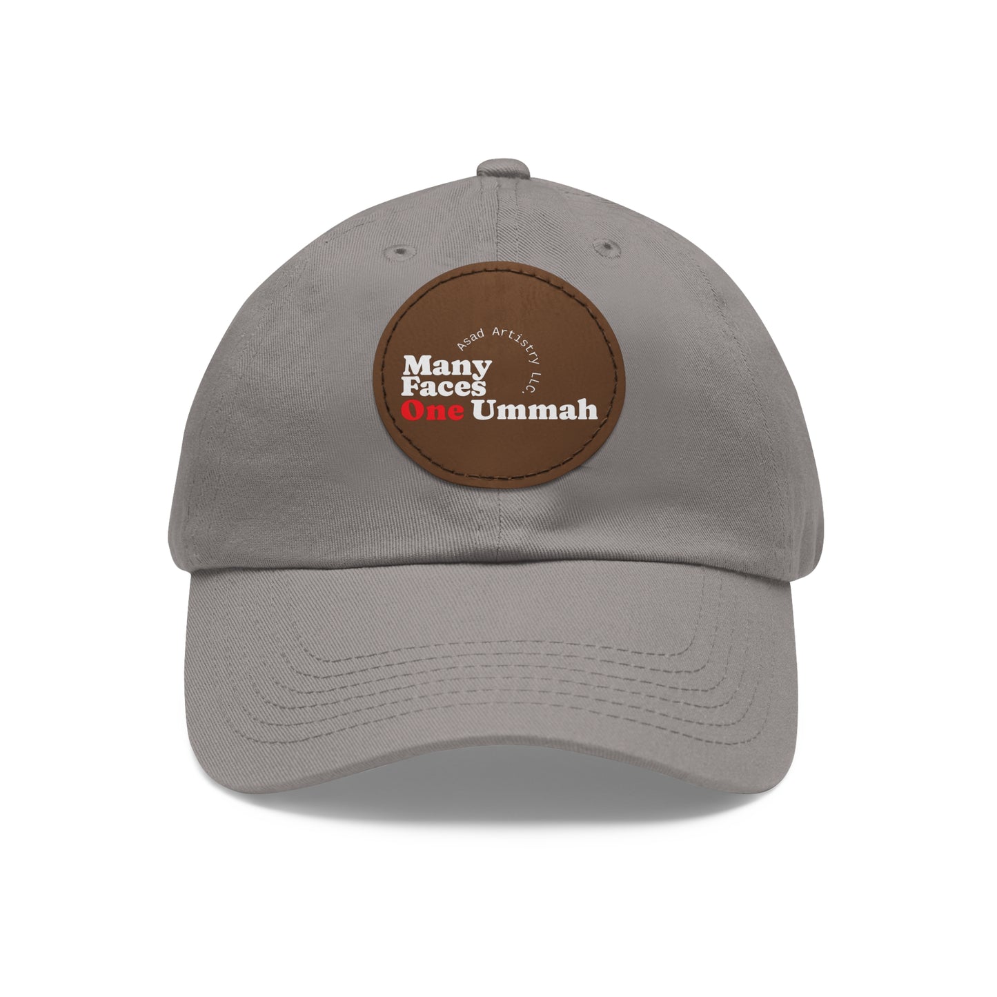 Hat with Leather Patch (Round)Many Faces, One Ummah Leather Patch Hat – Unity You Can Wear