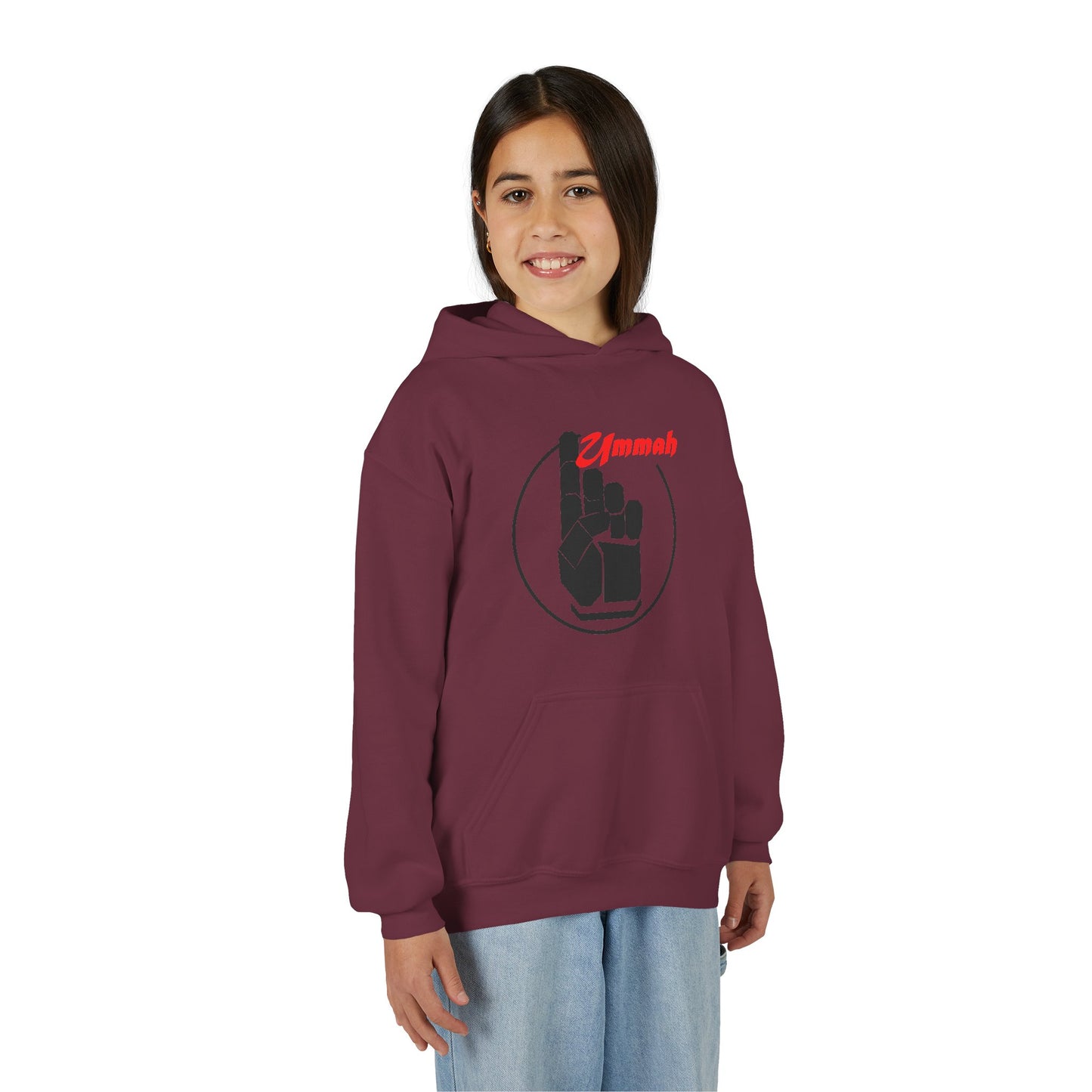Youth Hooded Sweatshirt with 'Ummah' Graphic - Cozy & Stylish for All Occasions