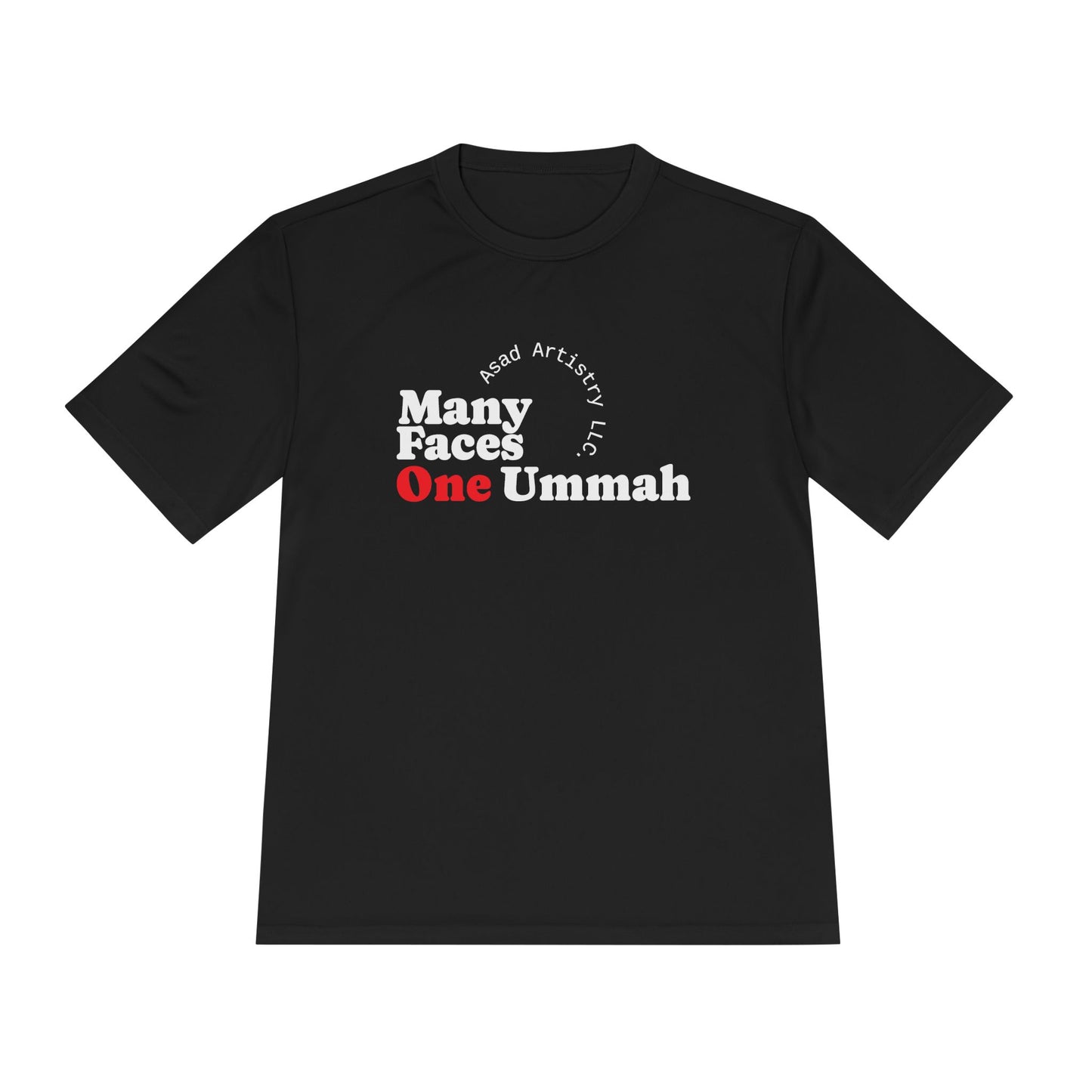 Moisture Wicking Tee with 'Many Faces One Ummah' Design